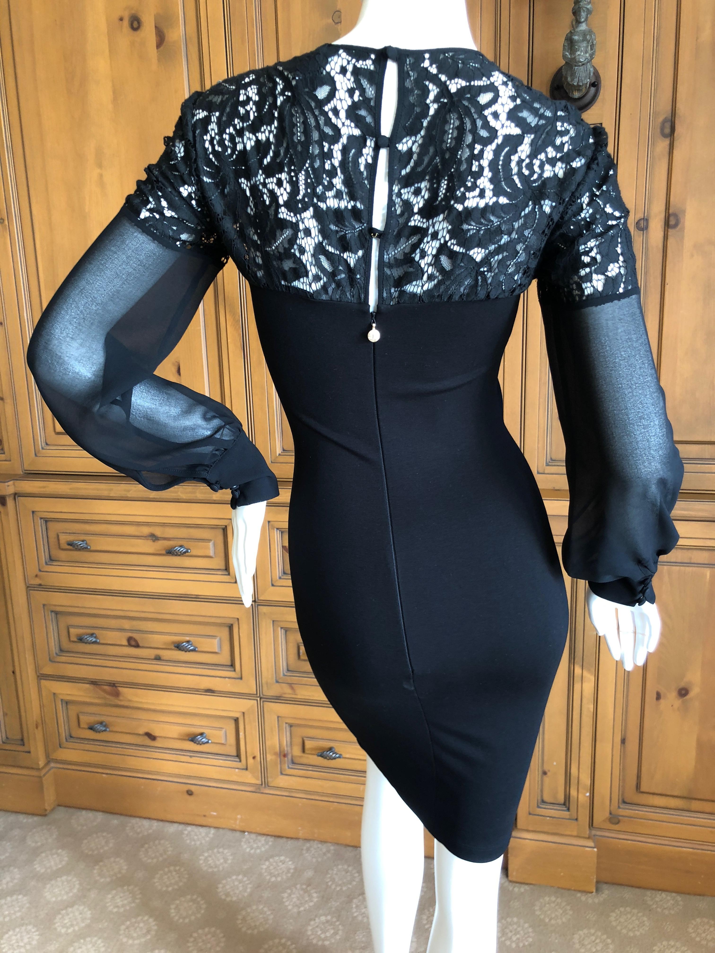 Roberto Cavalli Just Cavalli Vintage Black stretch Dress with Embroidered Cranes For Sale 3