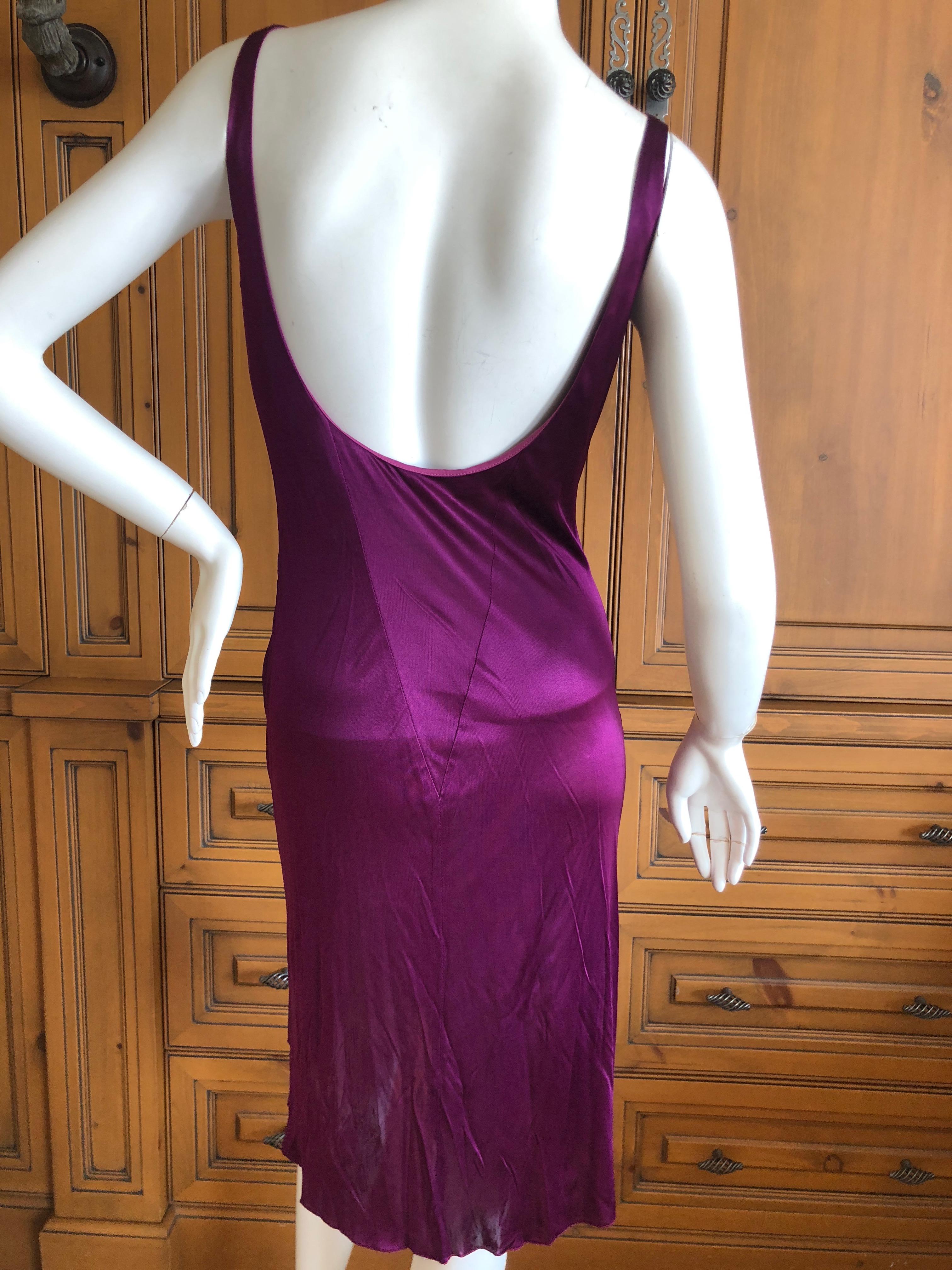 Versace Vintage Pleated Purple Jersey Low Cut Cocktail Dress with Low Cut Back For Sale 2