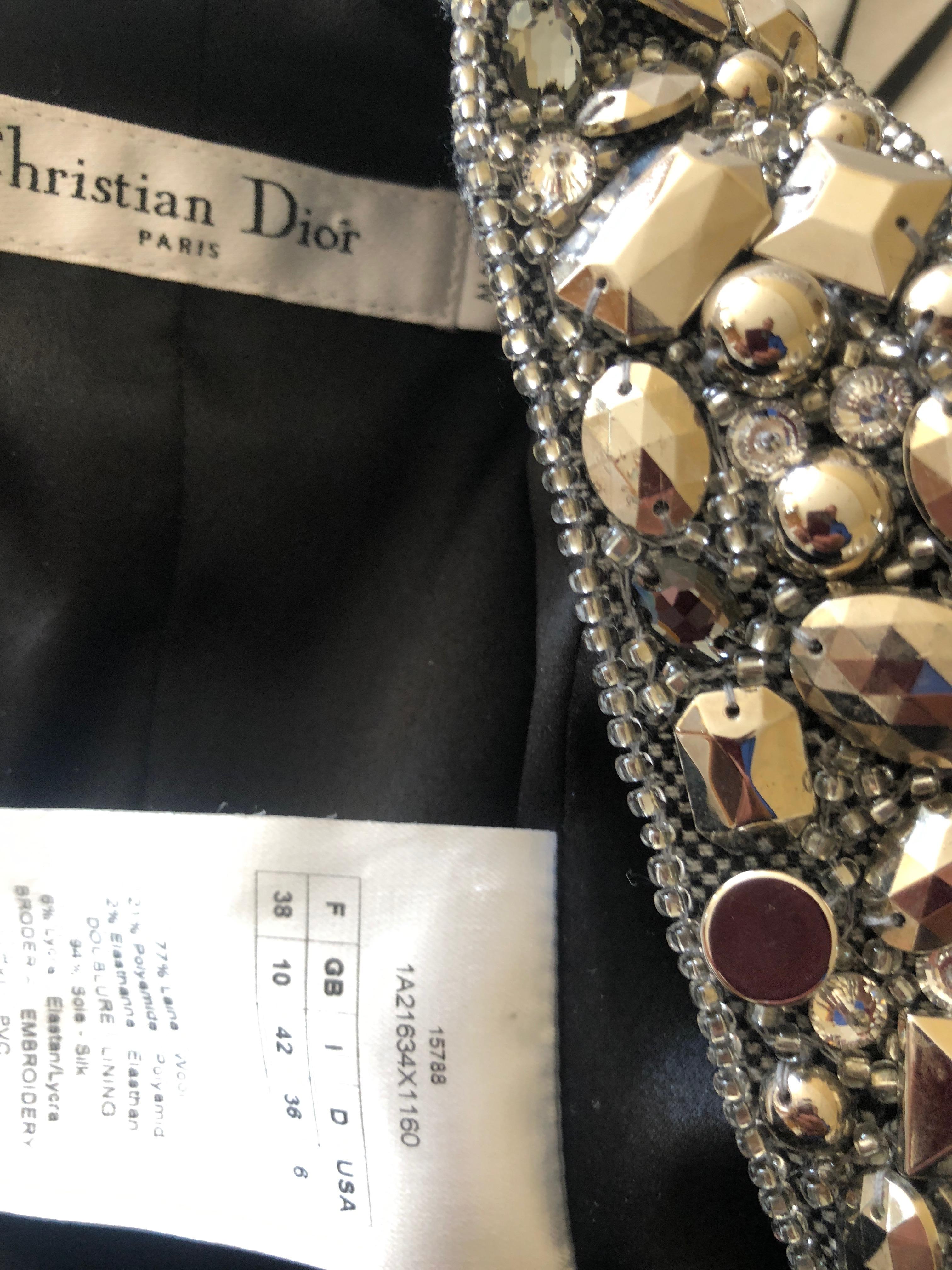 Christian Dior John Galliano Gray Tweed Cocktail Dress with Jewel Shoulder Strap For Sale 7