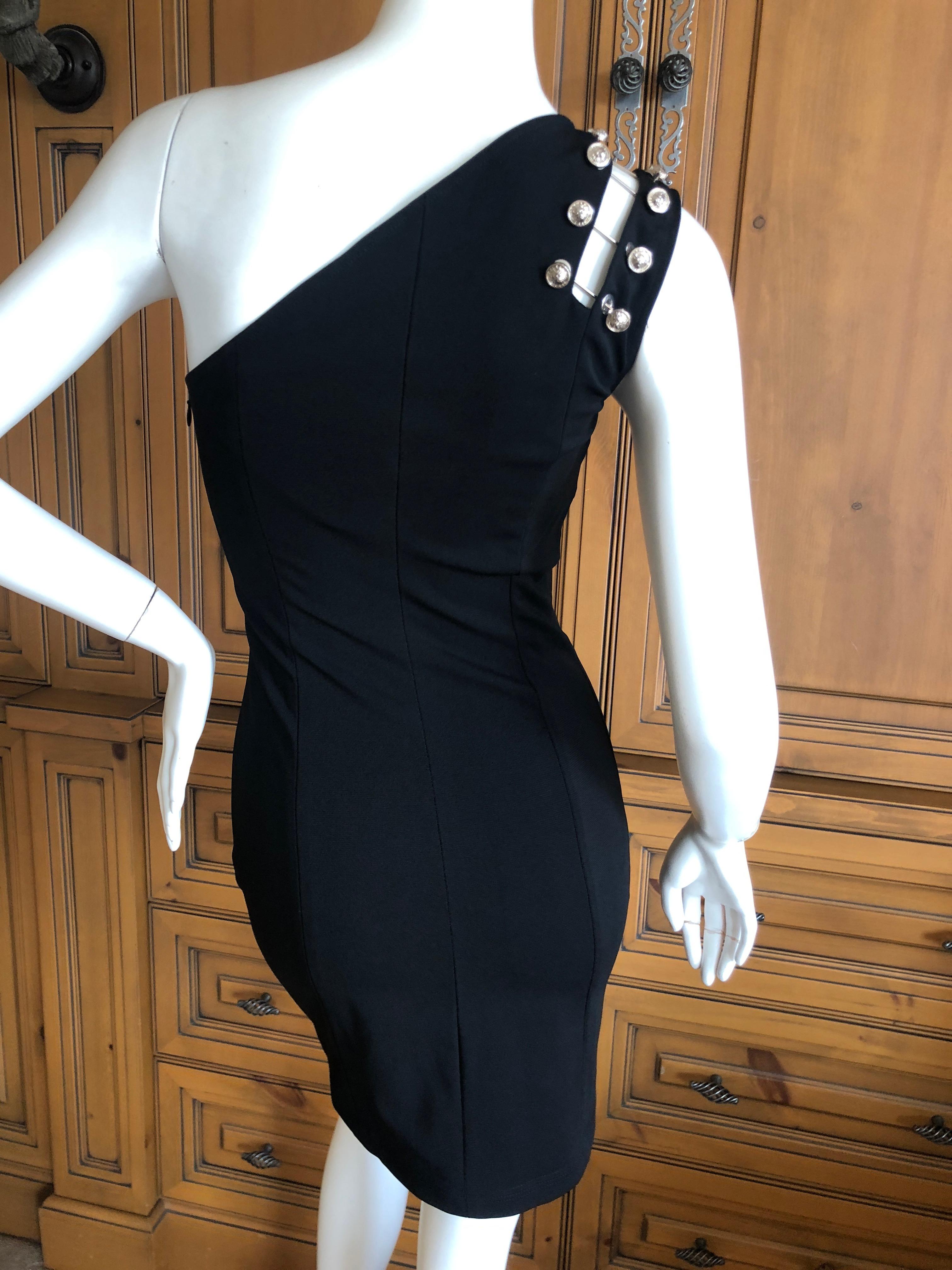 Versus by Versace Black Stretch Cocktail Dress with Shoulder Embellishment  For Sale 1