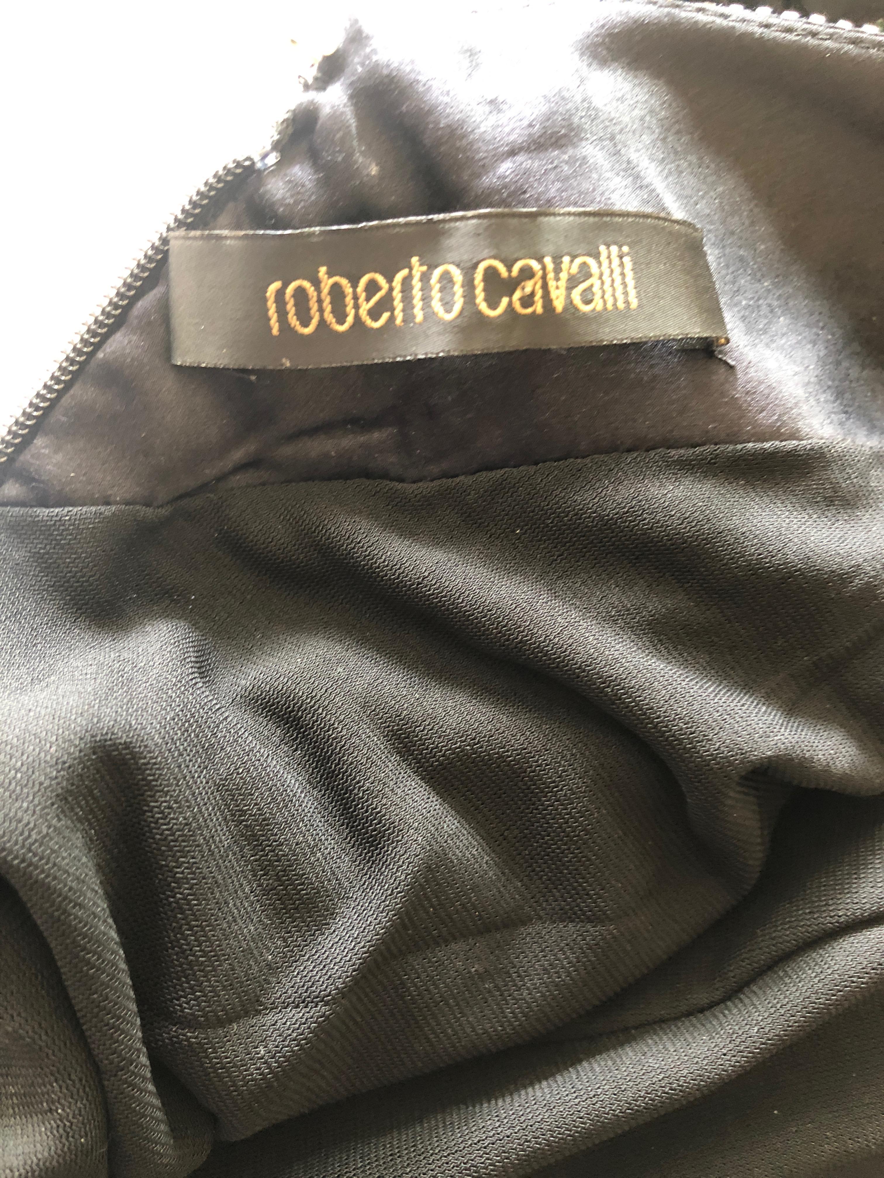 Roberto Cavalli Vintage 1980's Micro Beaded Cross Back Black Cocktail Dress For Sale 5