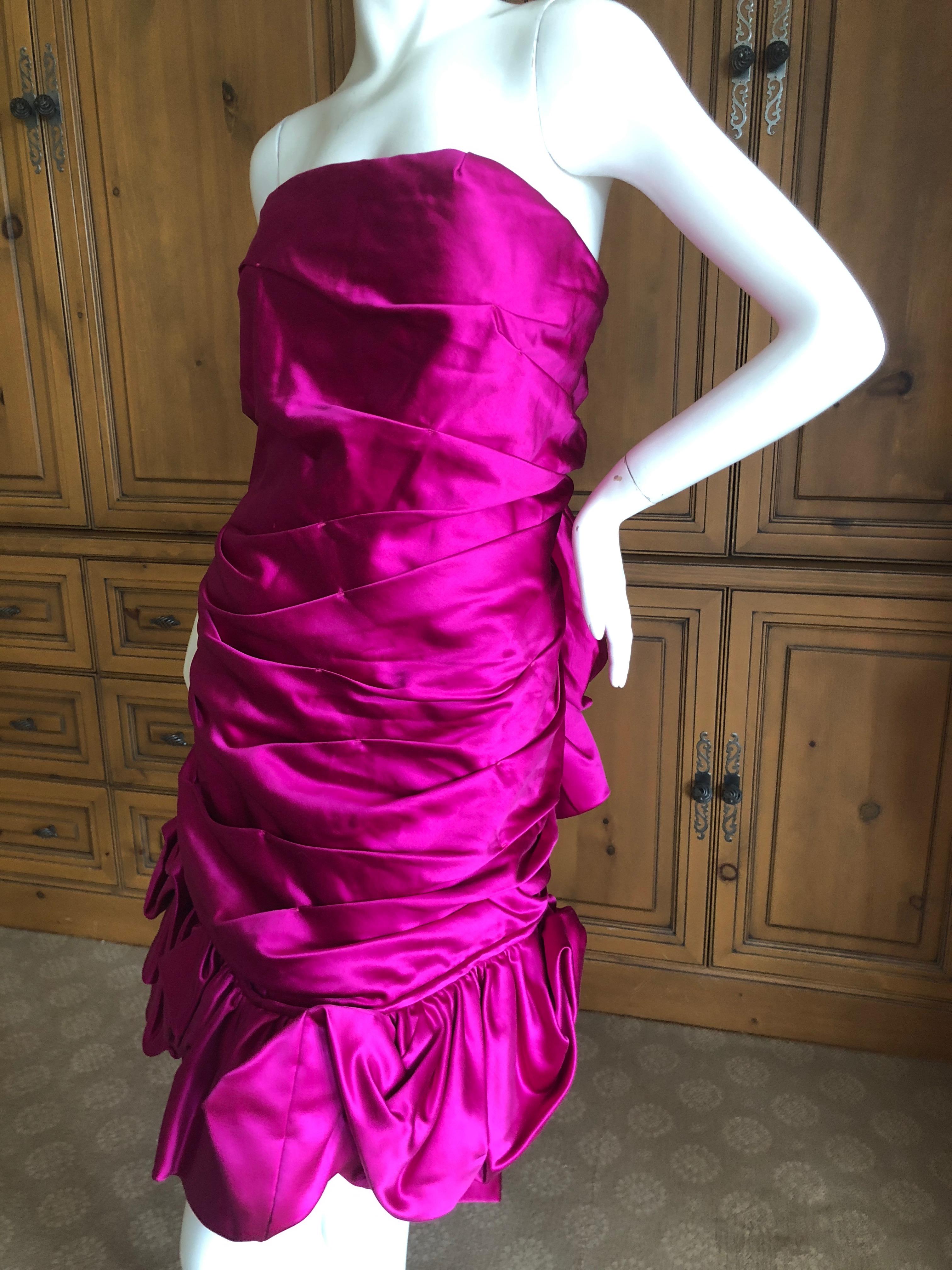 Christian Lacroix Vintage 1980's Raspberry Silk Corseted Pouf Dress New w Tags In New Condition For Sale In Cloverdale, CA