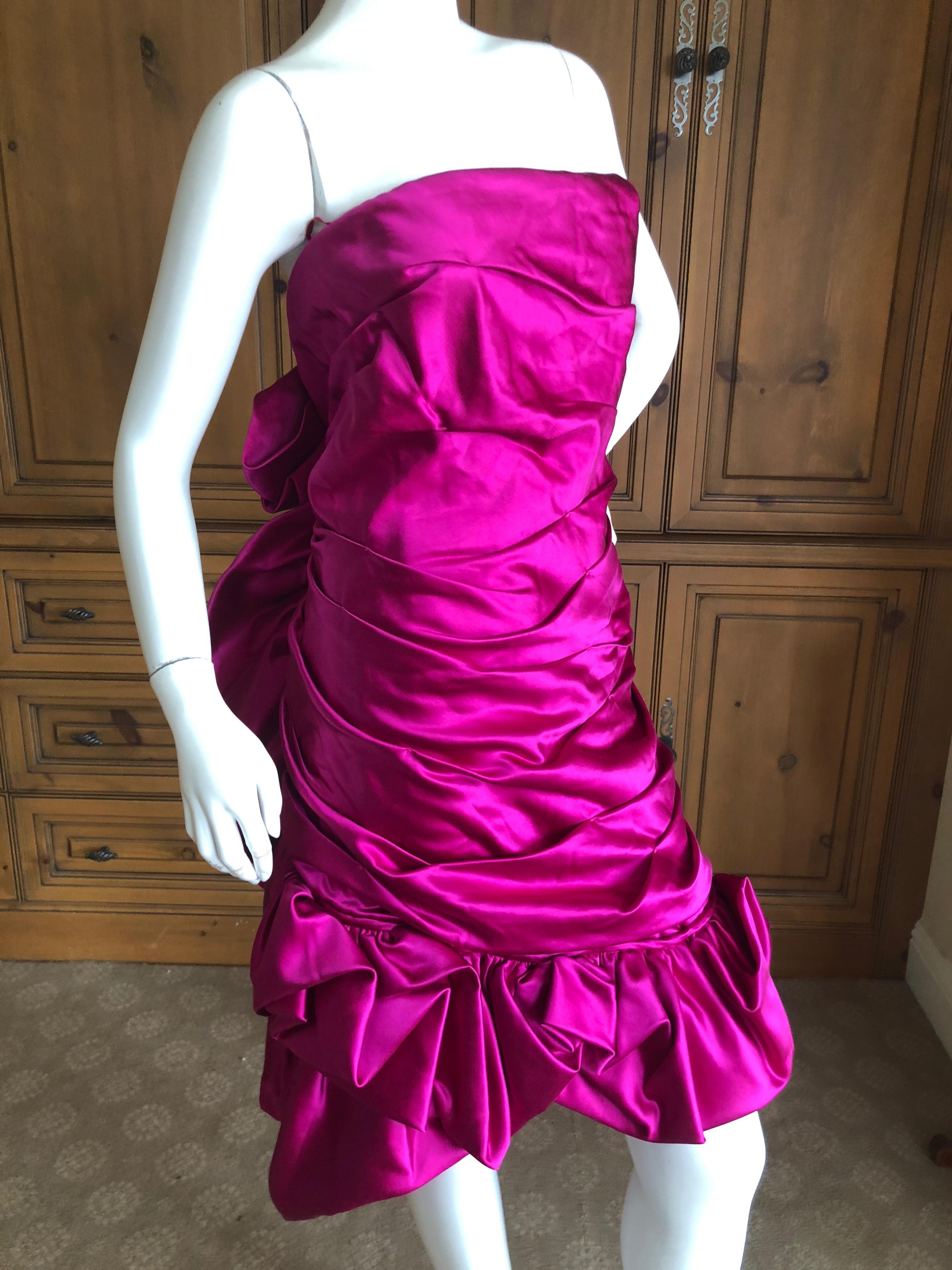 Christian Lacroix Vintage 1980's Raspberry Silk Corseted Pouf Dress New w Tags For Sale 1