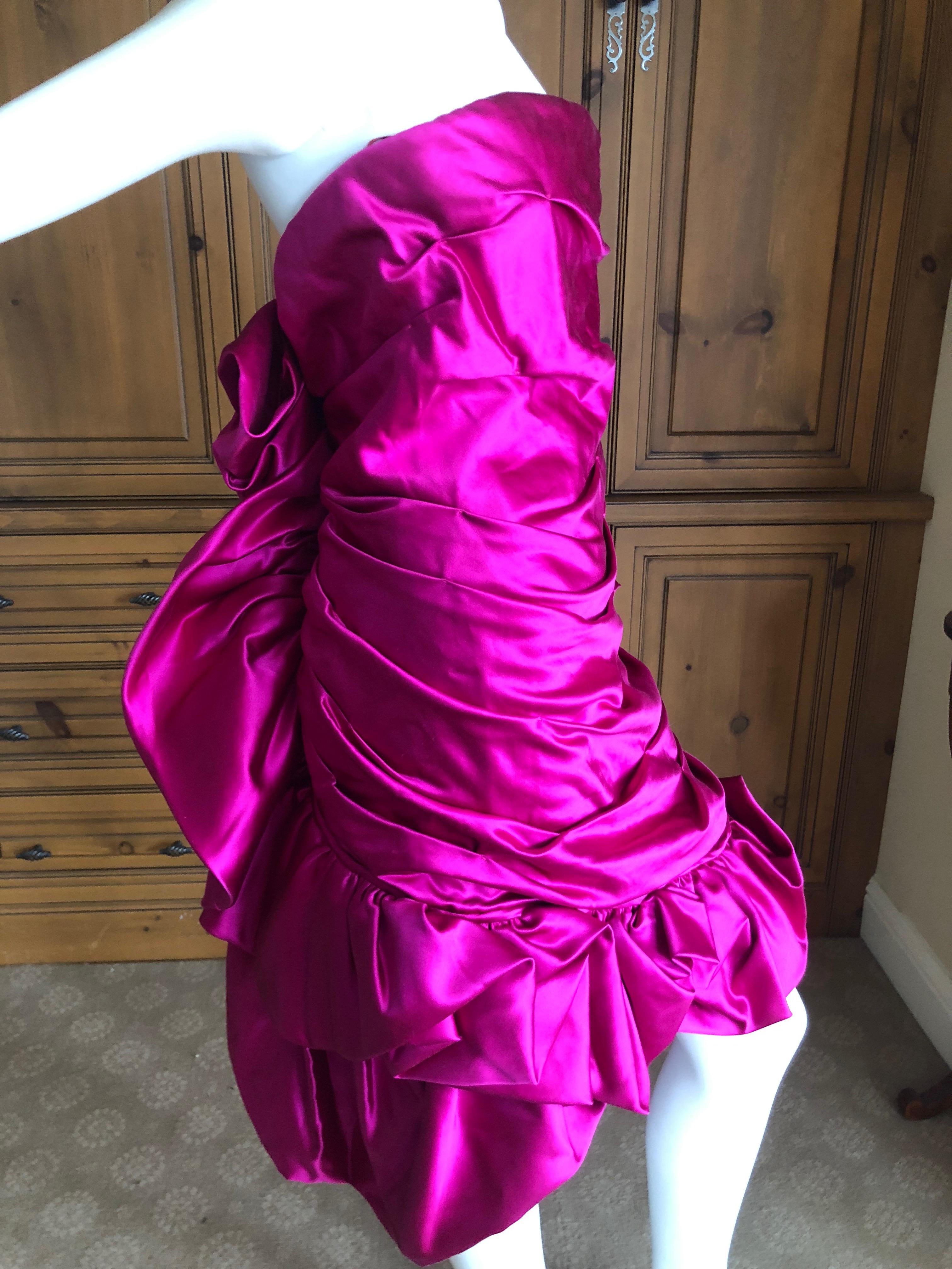 Christian Lacroix Vintage 1980's Raspberry Silk Corseted Pouf Dress New w Tags For Sale 2