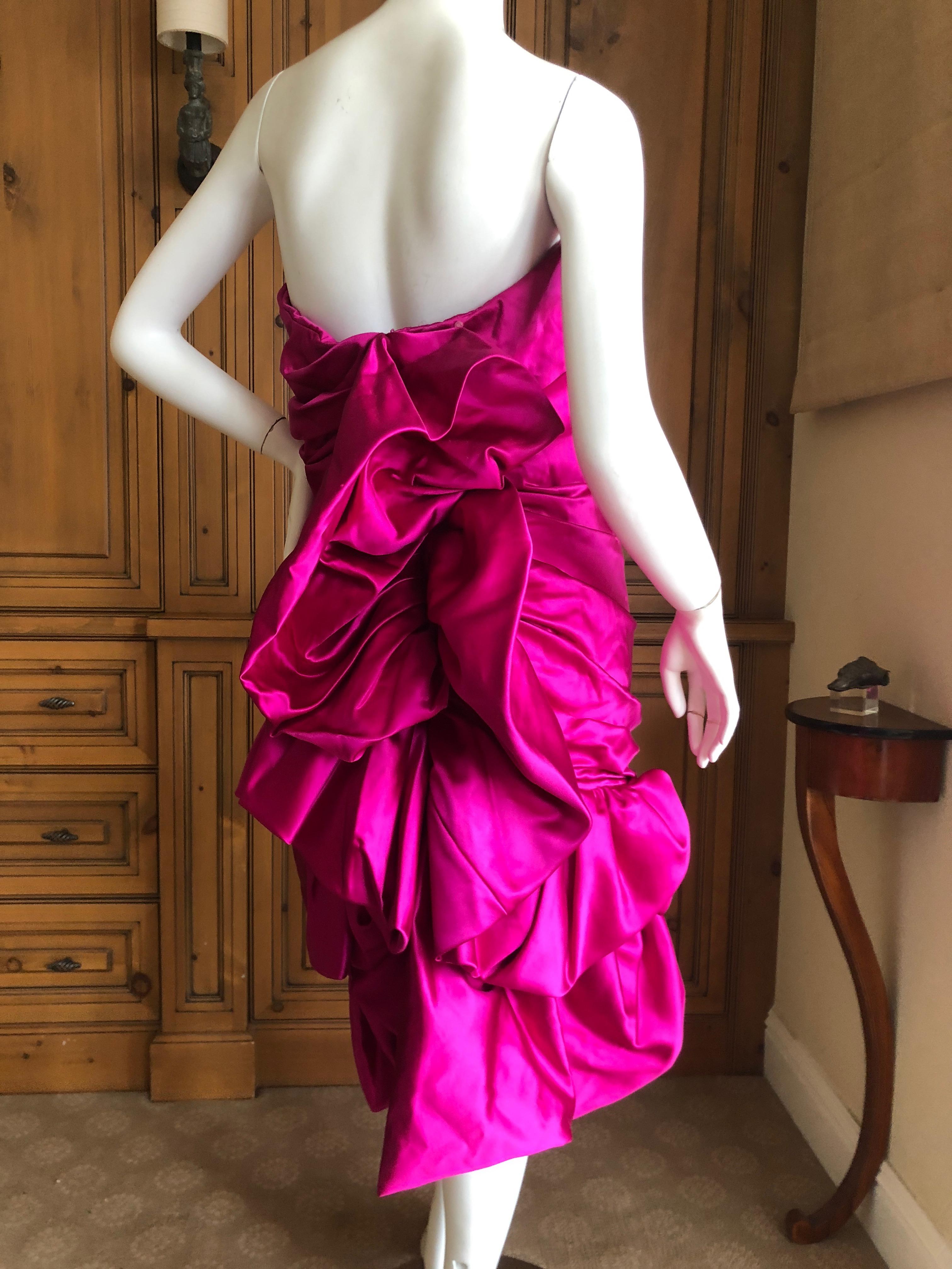 Women's Christian Lacroix Vintage 1980's Raspberry Silk Corseted Pouf Dress New w Tags For Sale