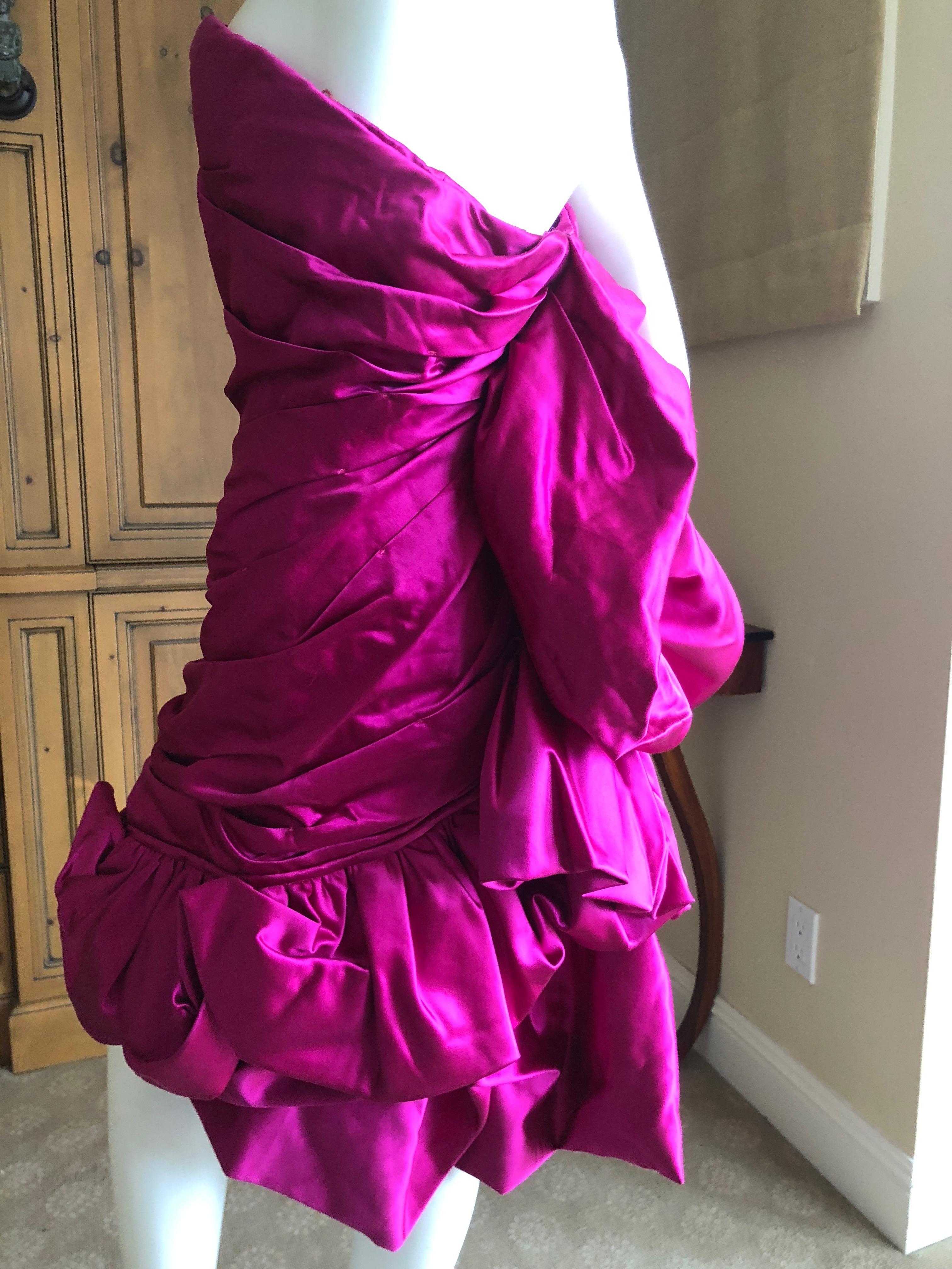 Christian Lacroix Vintage 1980's Raspberry Silk Corseted Pouf Dress New w Tags For Sale 5
