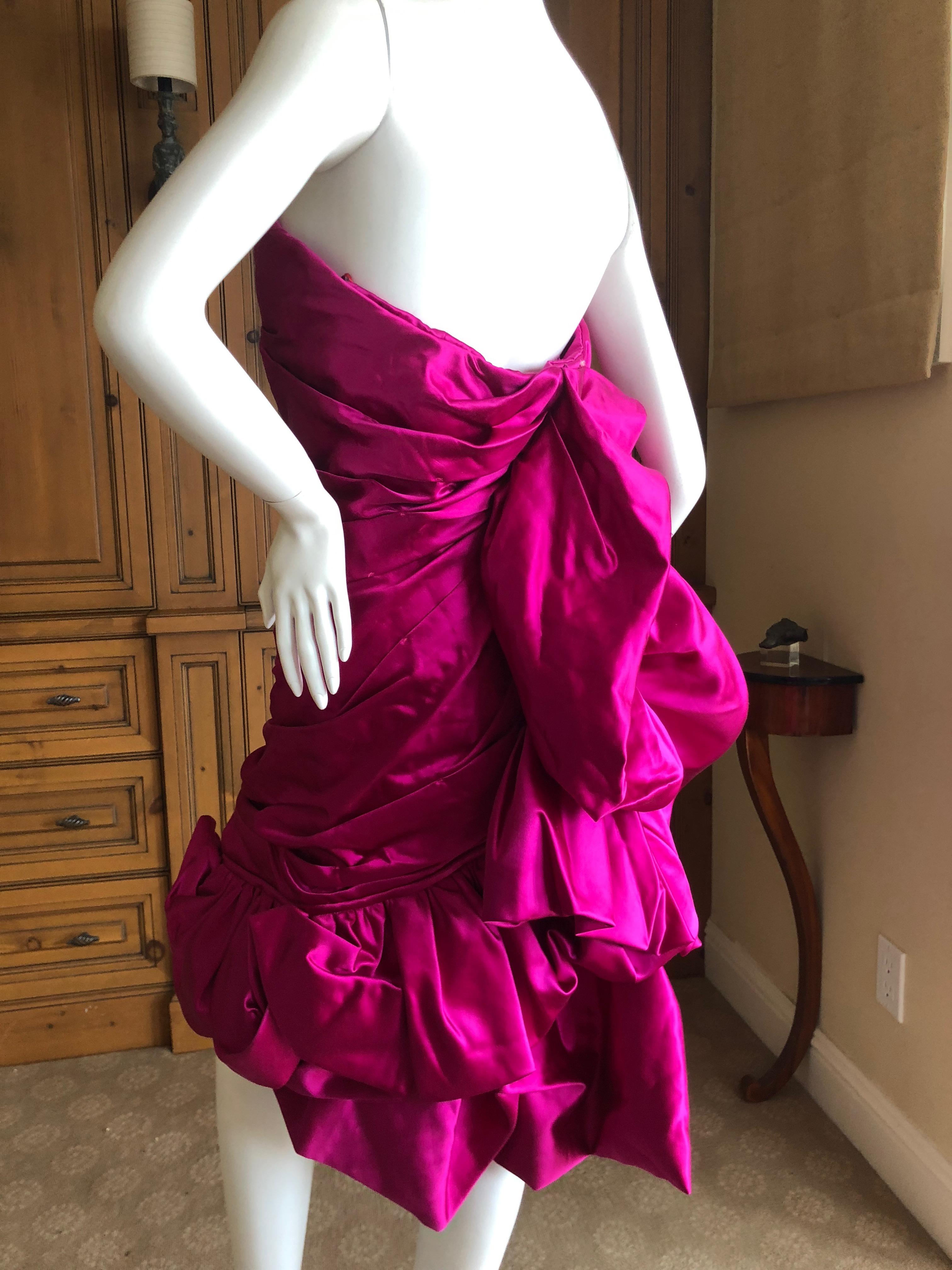 Christian Lacroix Vintage 1980's Raspberry Silk Corseted Pouf Dress New w Tags For Sale 4