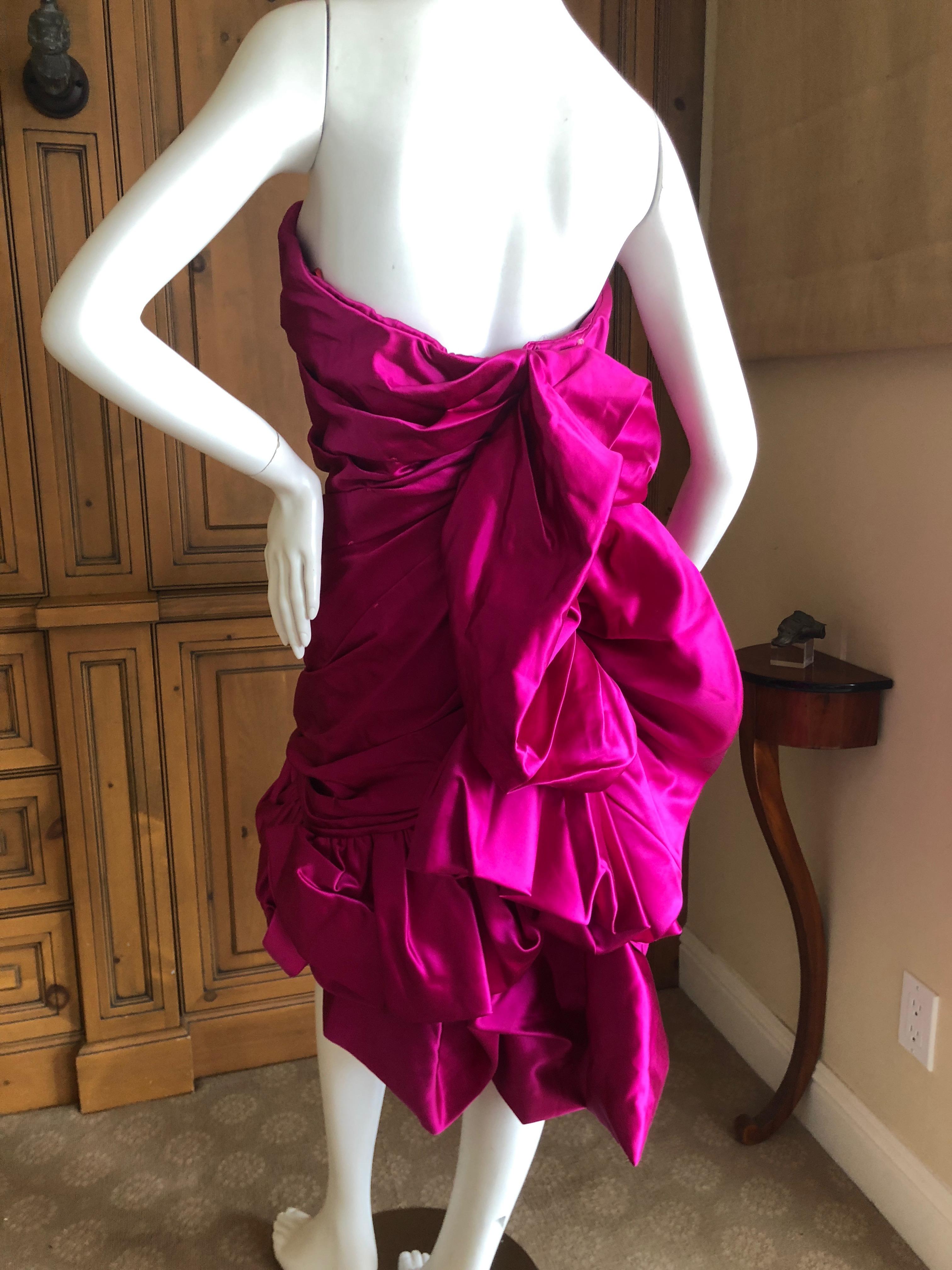 Christian Lacroix Vintage 1980's Raspberry Silk Corseted Pouf Dress New w Tags For Sale 3