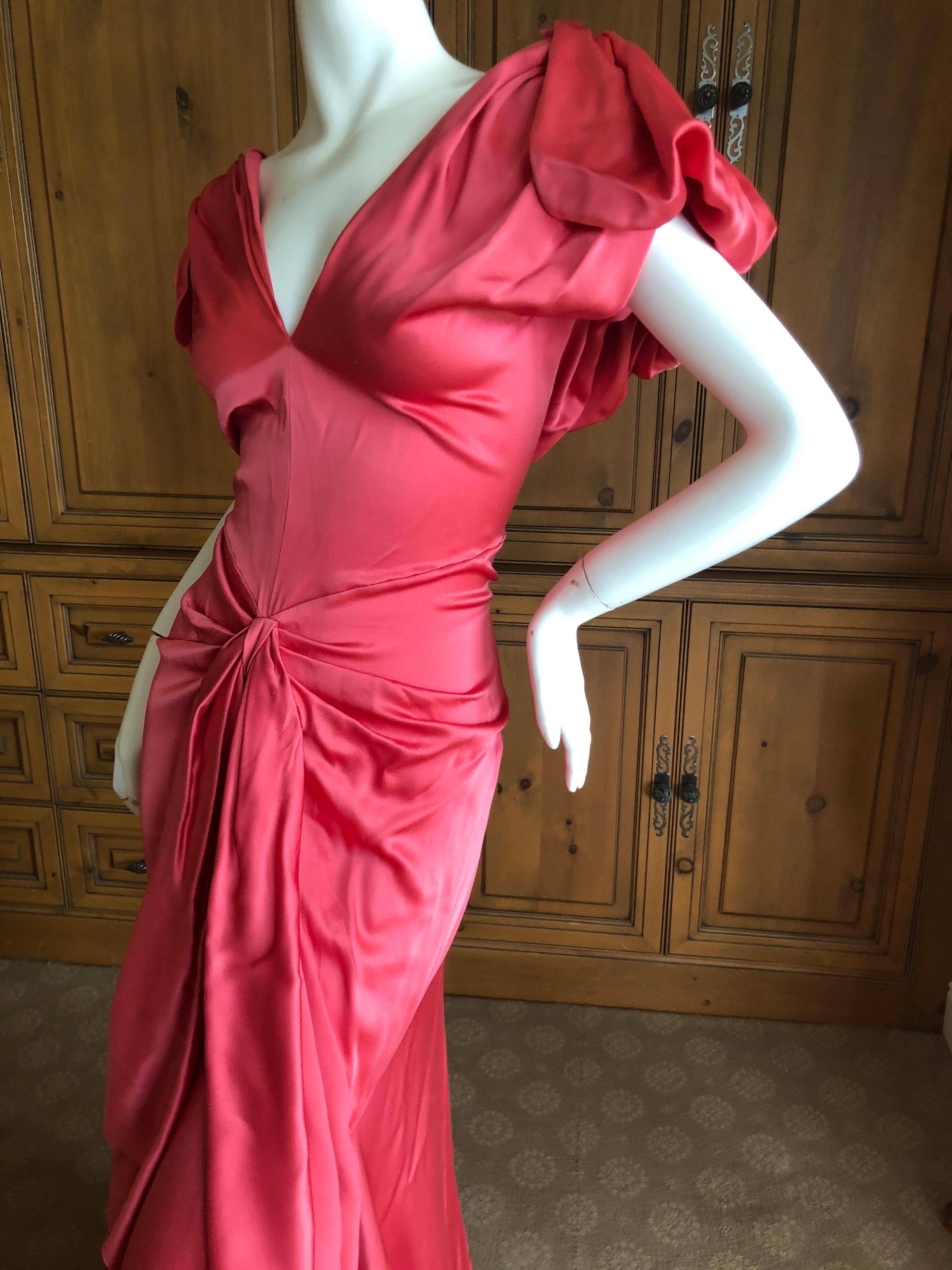 John Galliano Salmon Color Dramatic Bias Cut Evening Dress Spring 2002 For Sale 1
