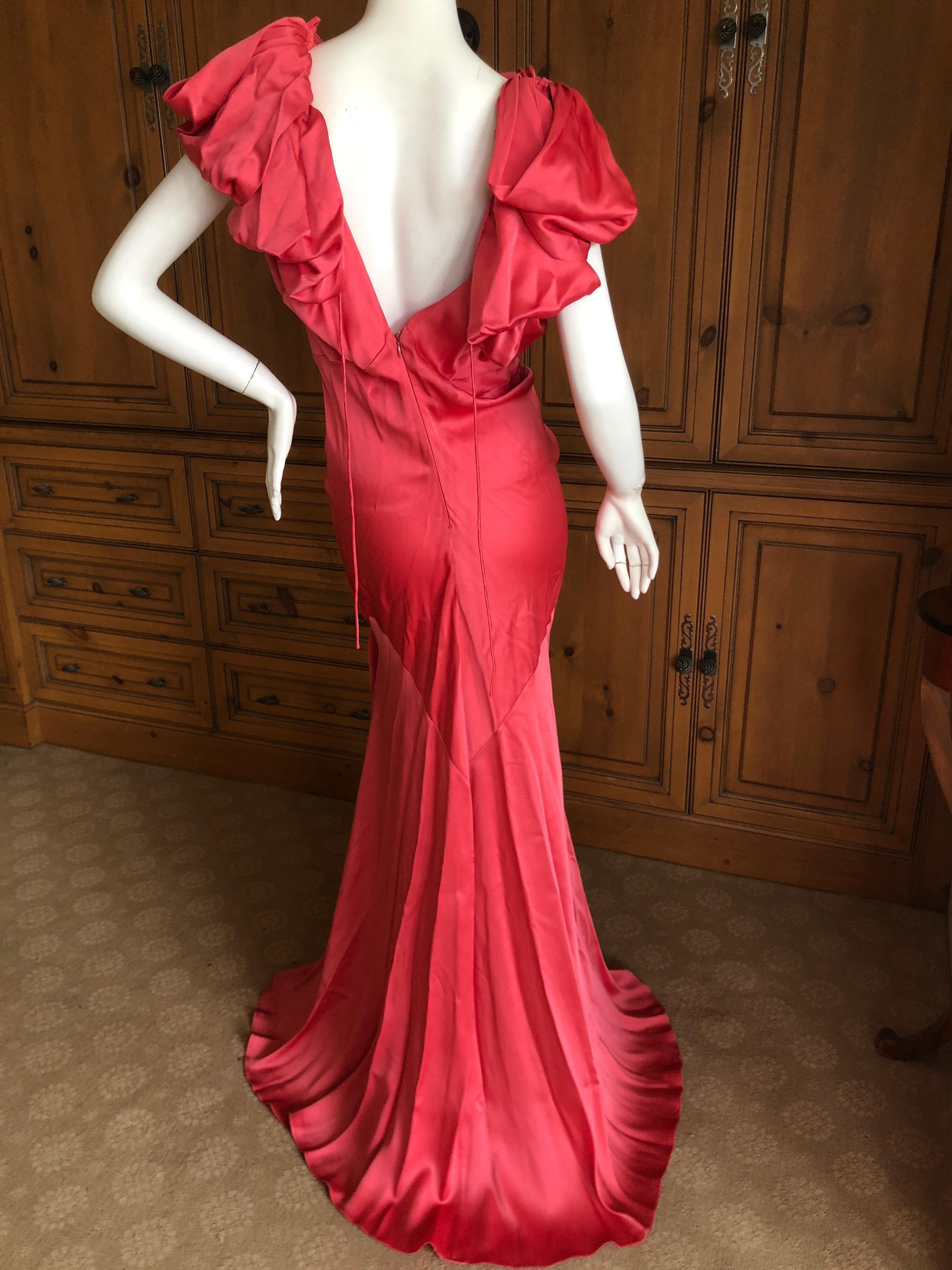 John Galliano Salmon Color Dramatic Bias Cut Evening Dress Spring 2002 In Excellent Condition For Sale In Cloverdale, CA