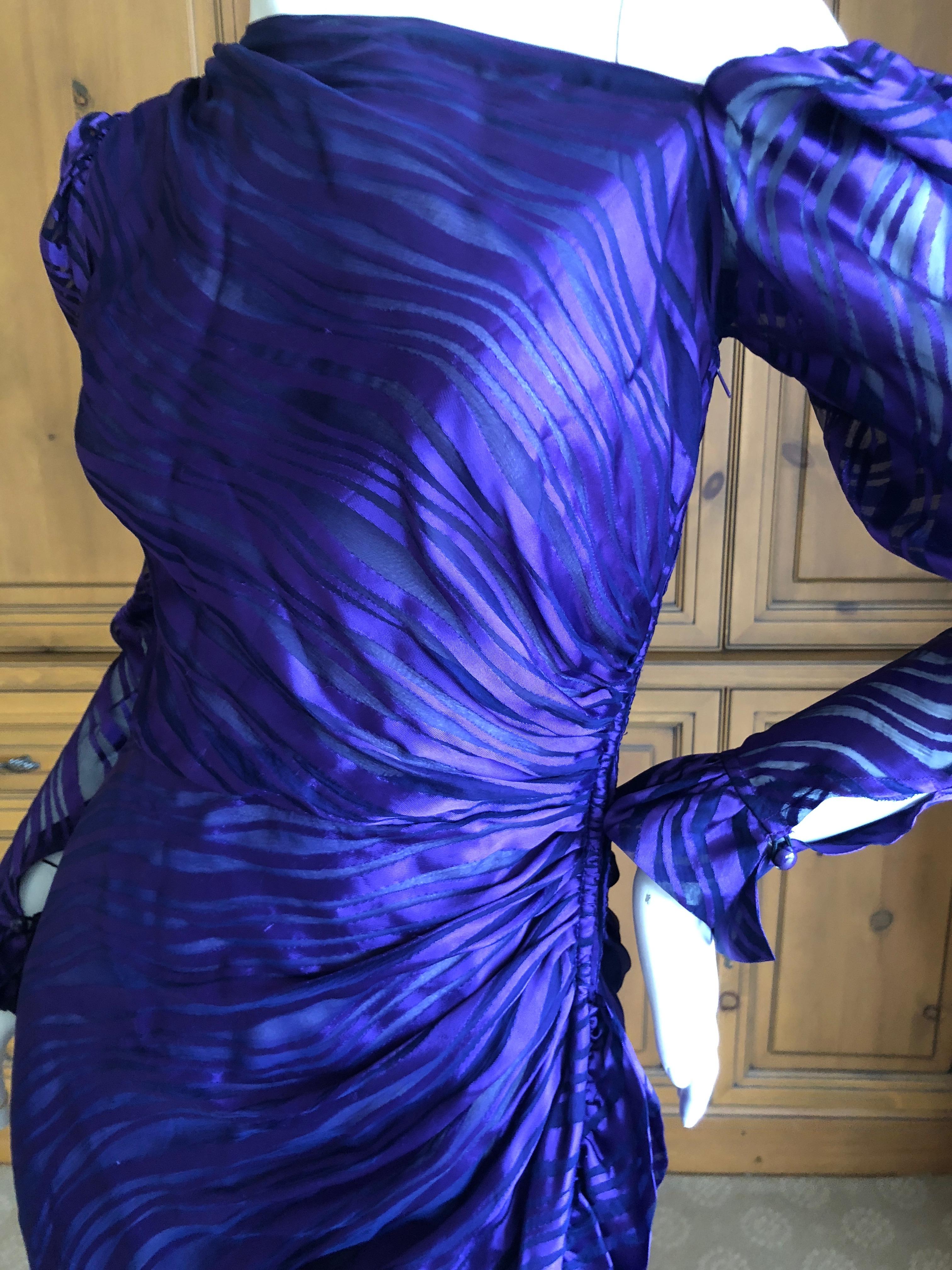 Women's Yves Saint Laurent Rive Gauche '76 Sheer Purple Silk One Shoulder Evening Dress  For Sale