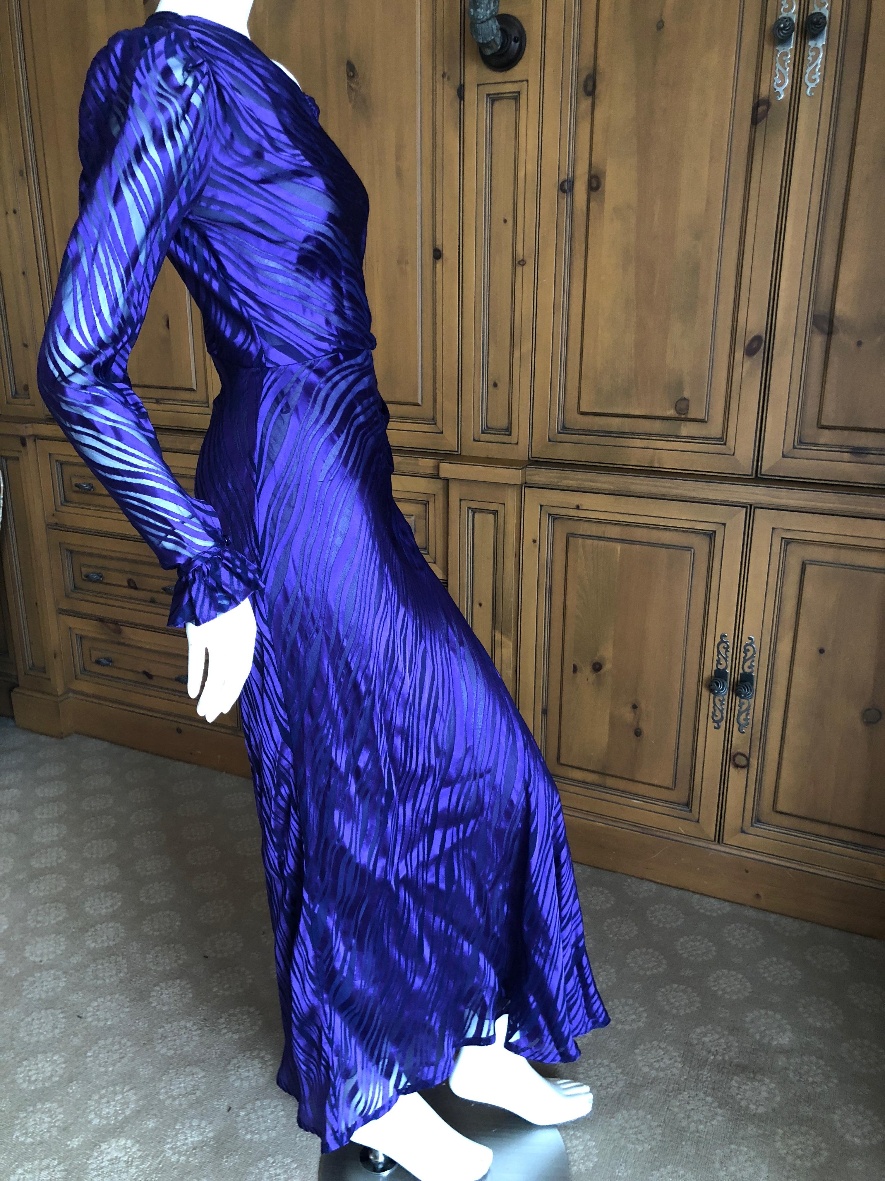 Yves Saint Laurent Rive Gauche '76 Sheer Purple Silk One Shoulder Evening Dress  For Sale 4
