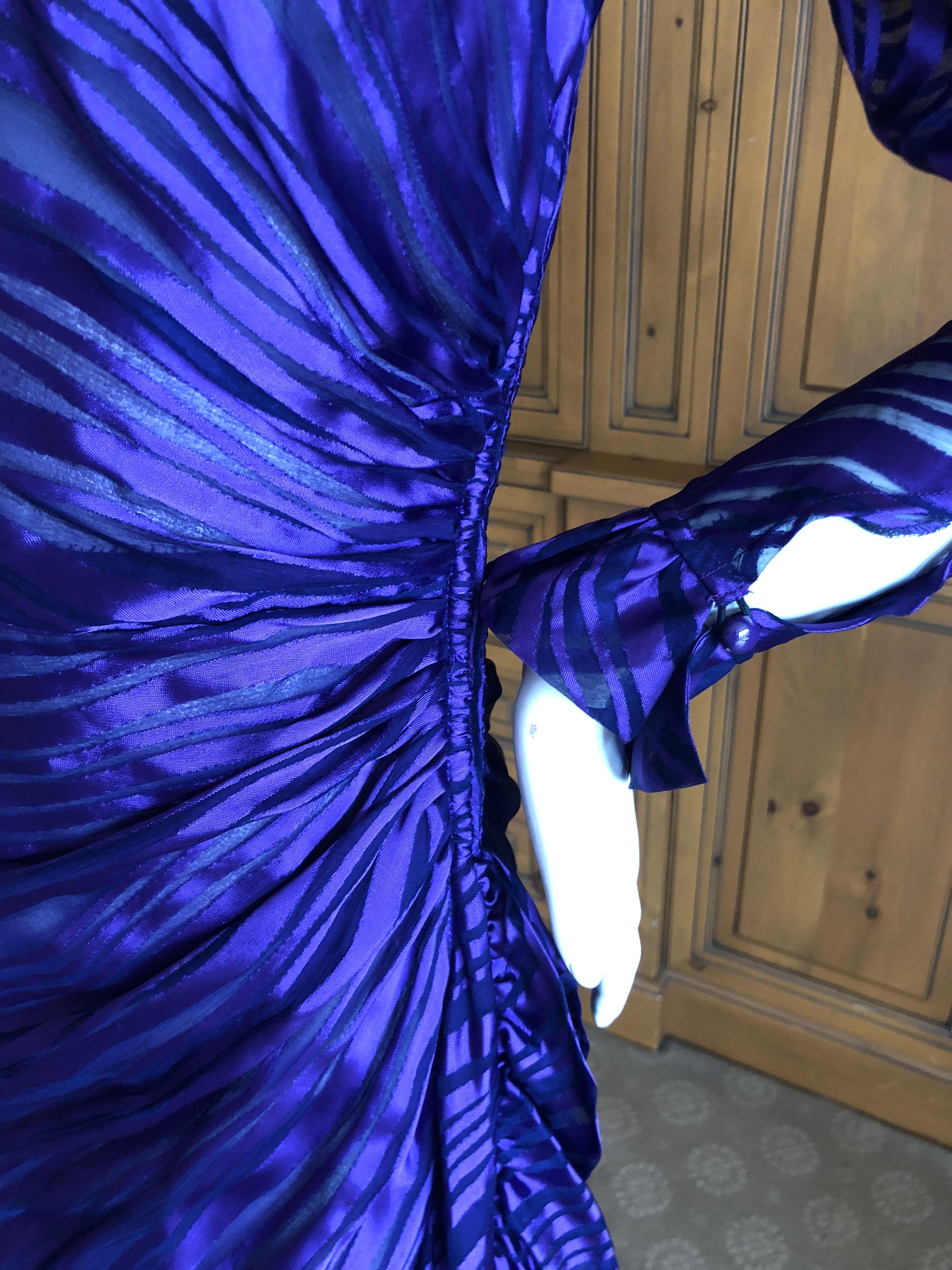 Yves Saint Laurent Rive Gauche '76 Sheer Purple Silk One Shoulder Evening Dress  For Sale 9