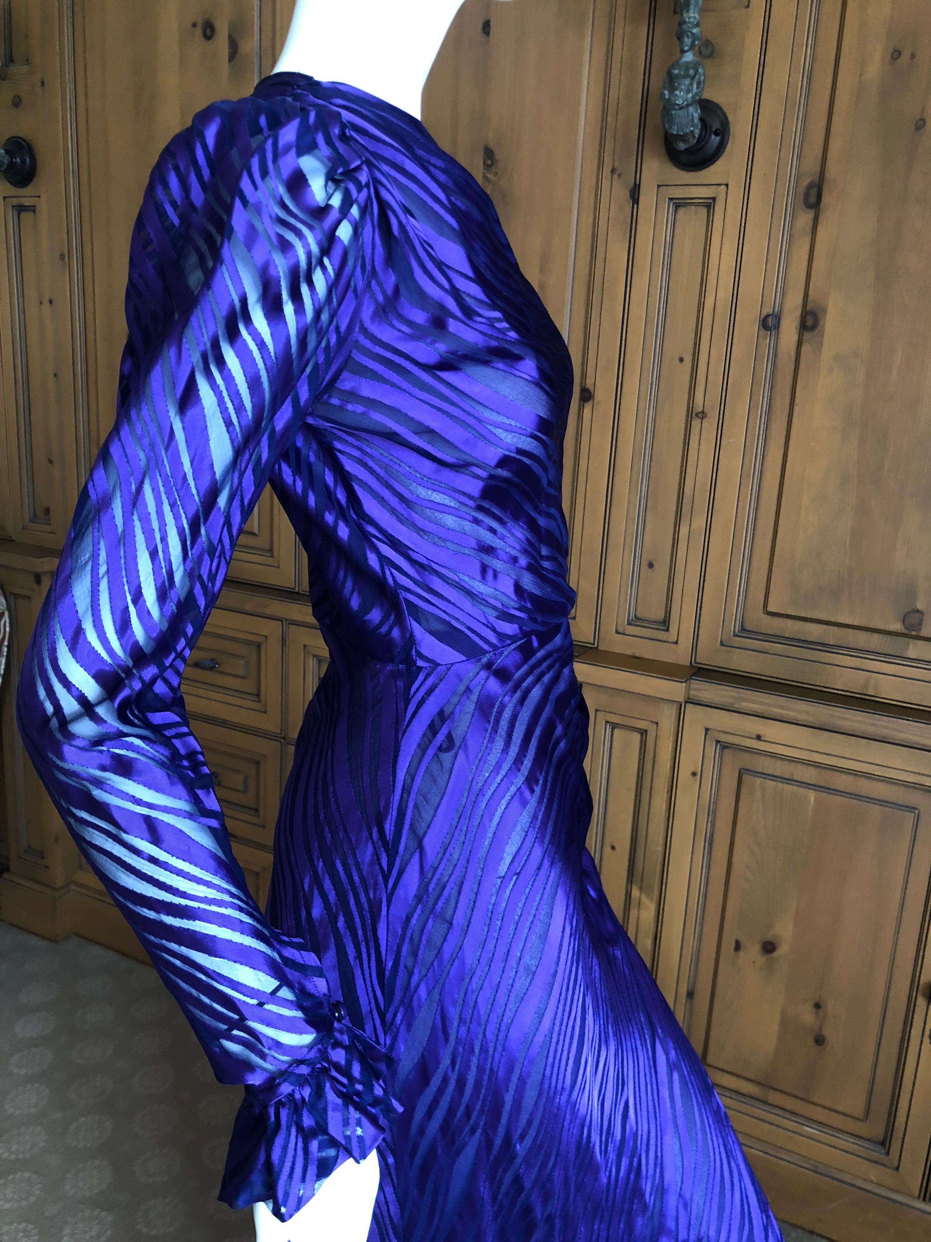 Yves Saint Laurent Rive Gauche '76 Sheer Purple Silk One Shoulder Evening Dress  For Sale 5