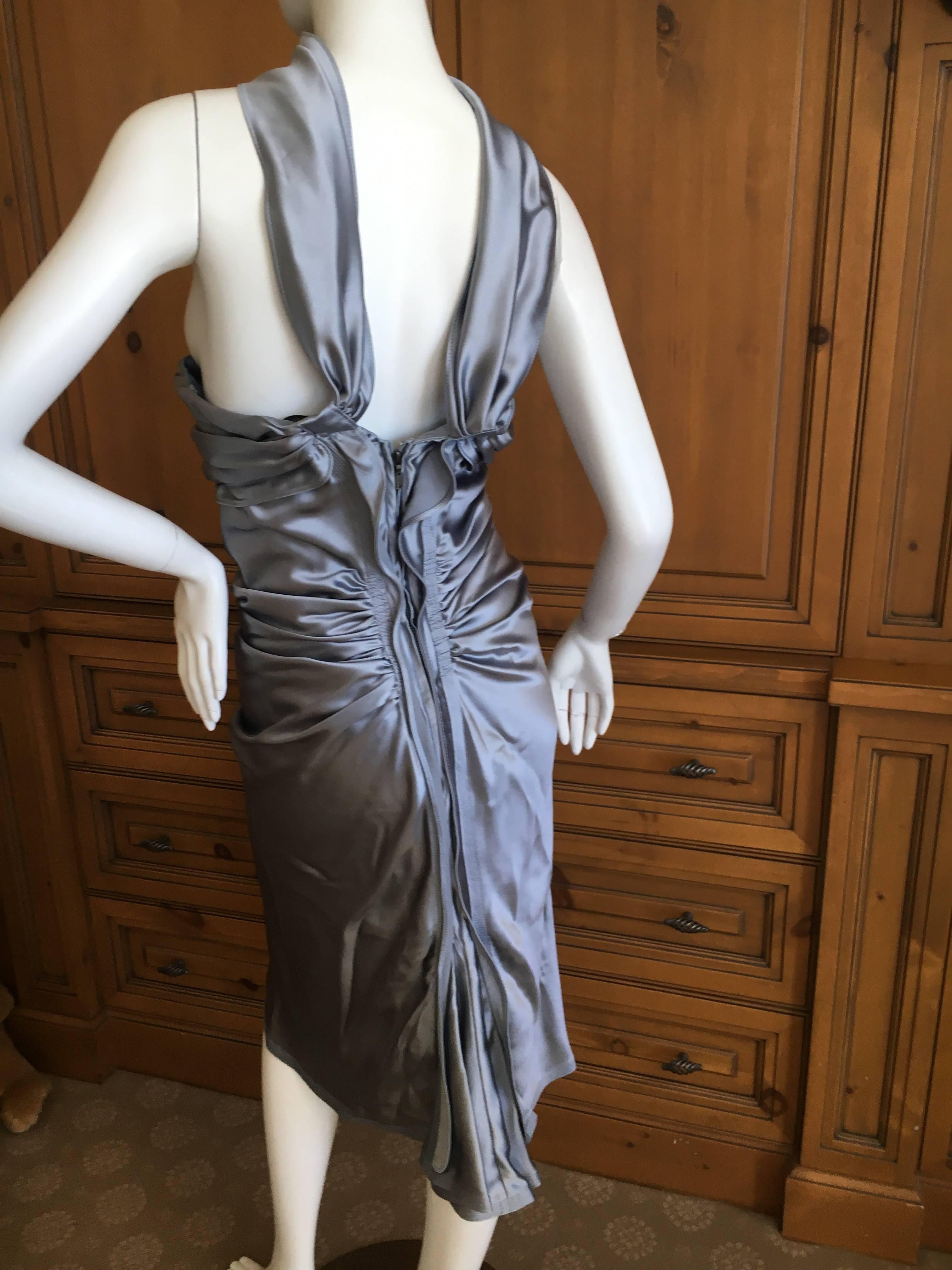 Yves Saint Laurent by Tom Ford Shimmery Silver Silk Dress In Excellent Condition For Sale In Cloverdale, CA