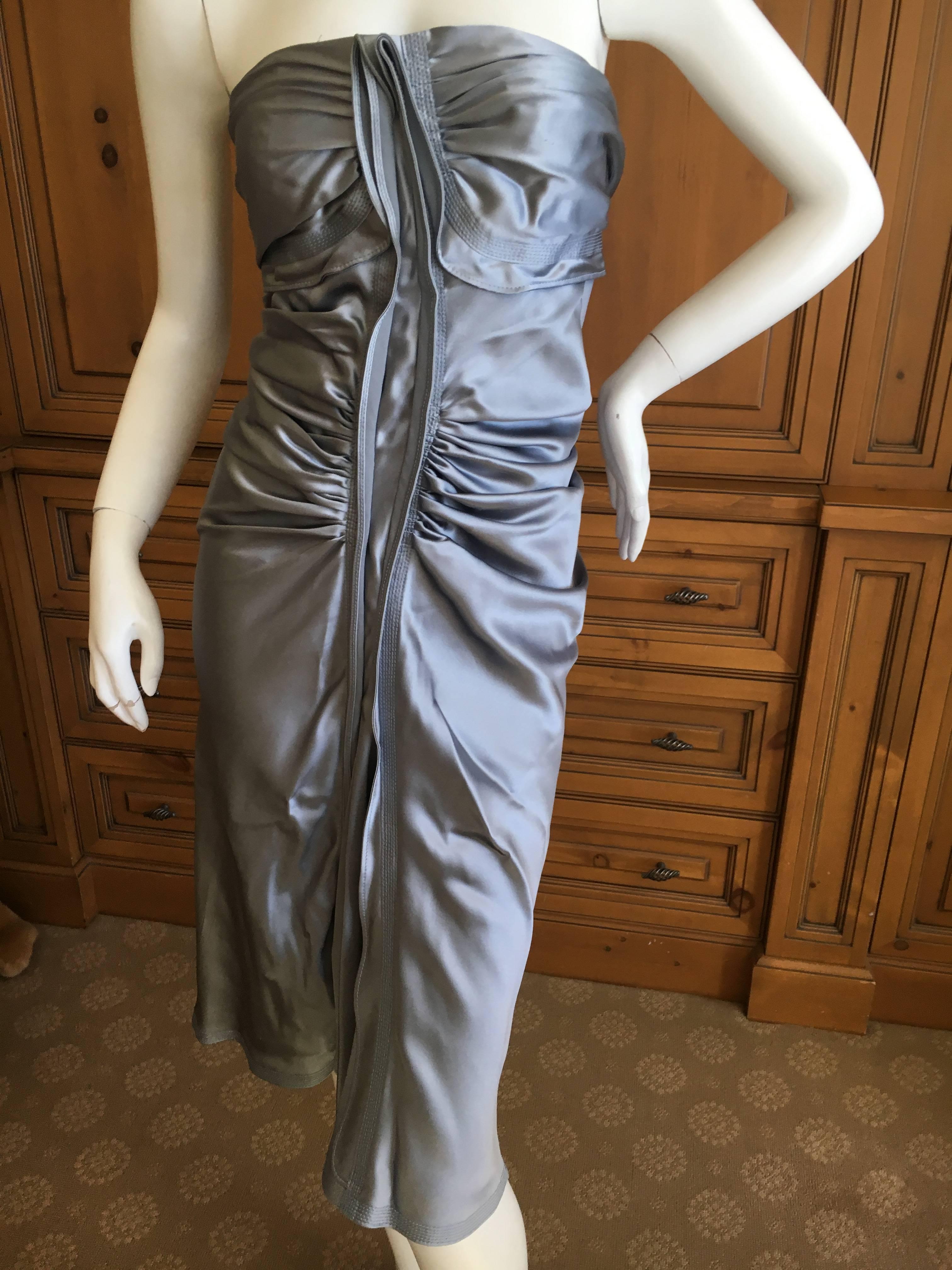 Yves Saint Laurent by Tom Ford Shimmery Silver Silk Dress For Sale 1