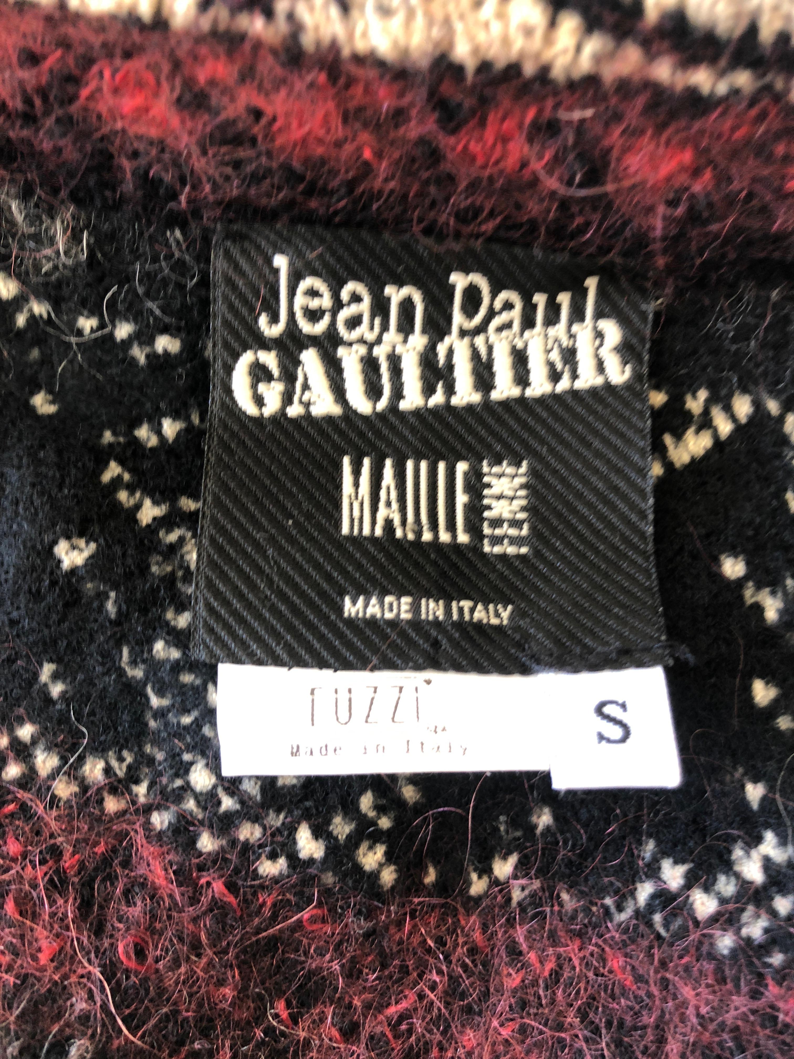 Jean Paul Gaultier Maille Femme Studded Boho Ethnic Vest with Curly Lamb Trim For Sale 2