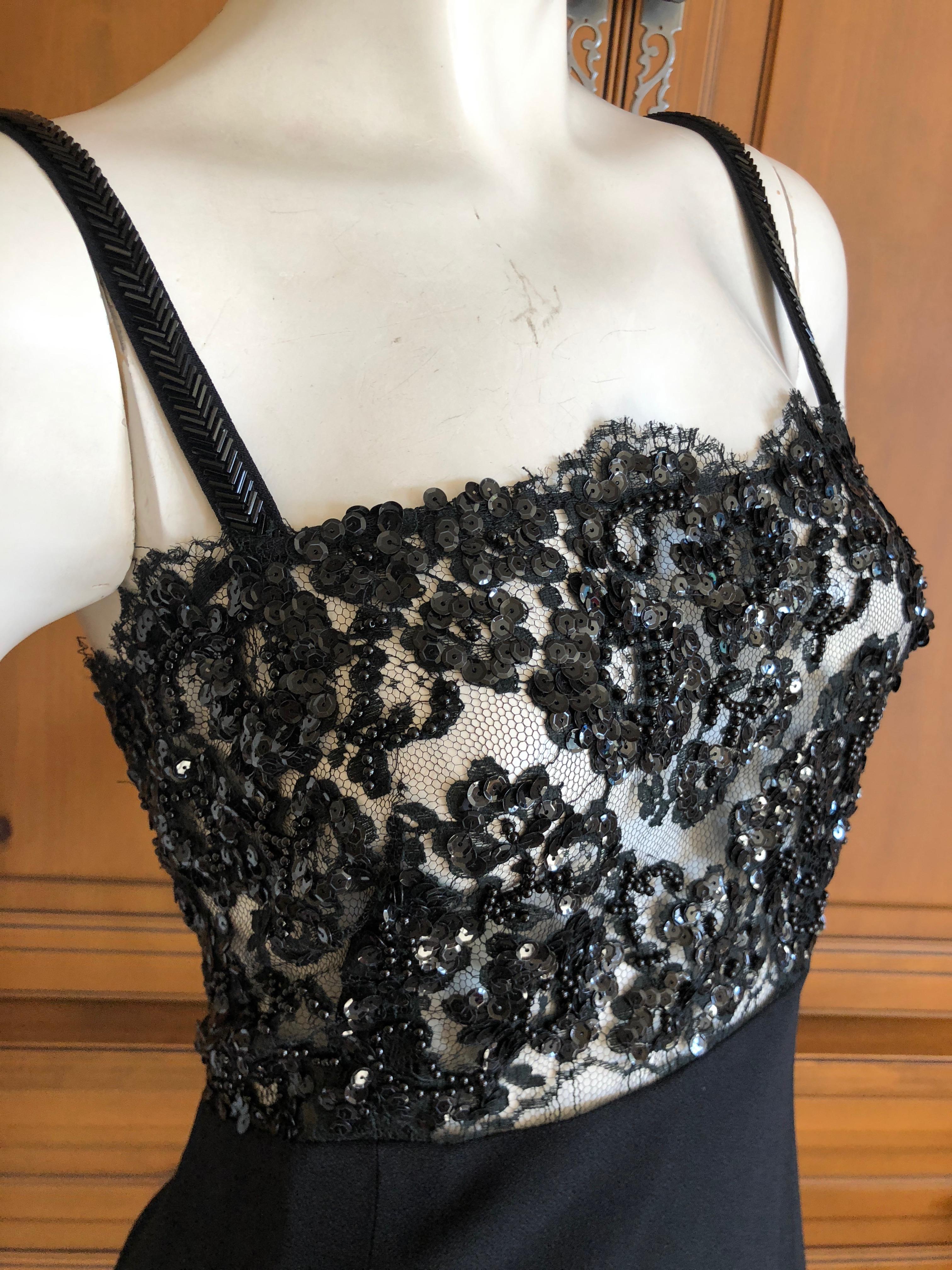Sonia Rykiel LBD with Sheer Sequin Accented Lace Bodice For Sale 2