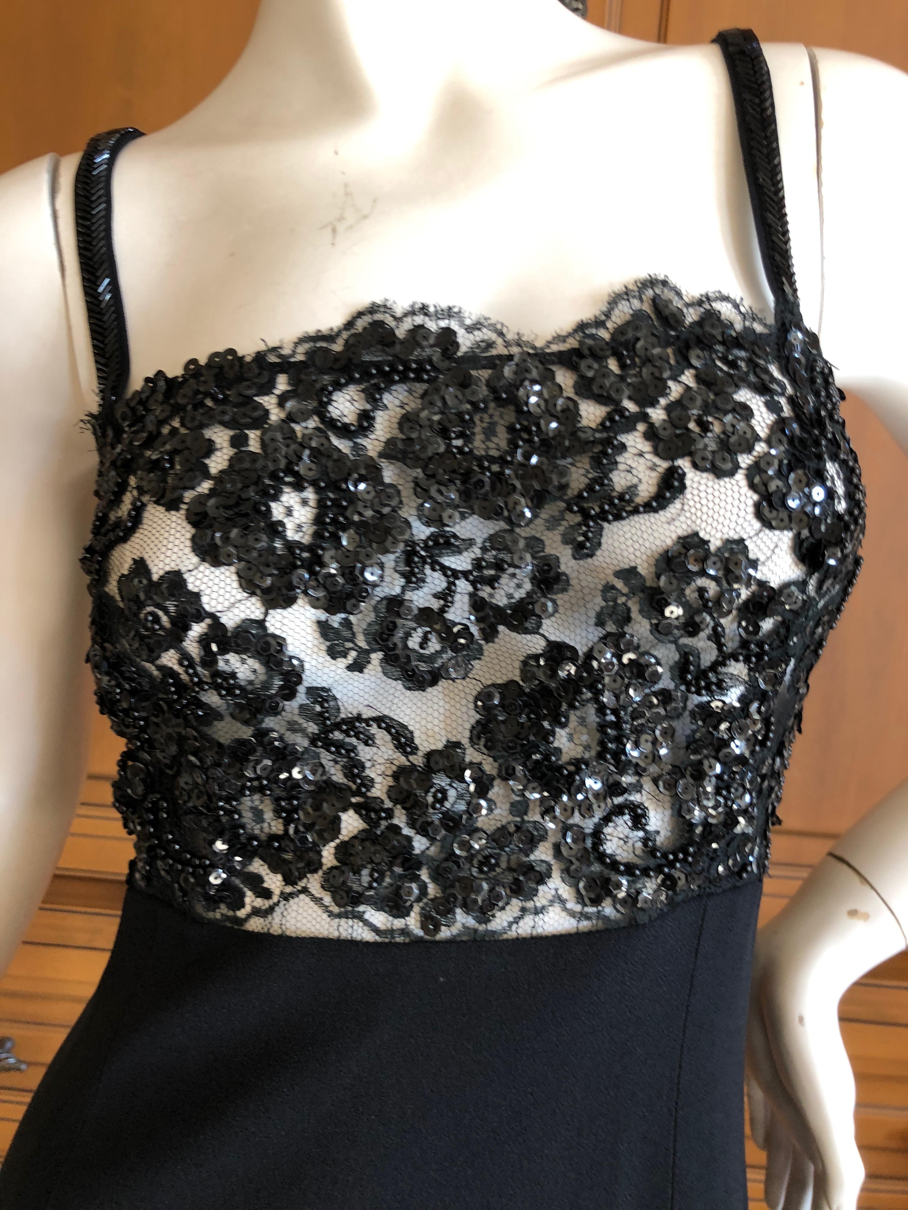 Sonia Rykiel LBD with Sheer Sequin Accented Lace Bodice In Excellent Condition For Sale In Cloverdale, CA
