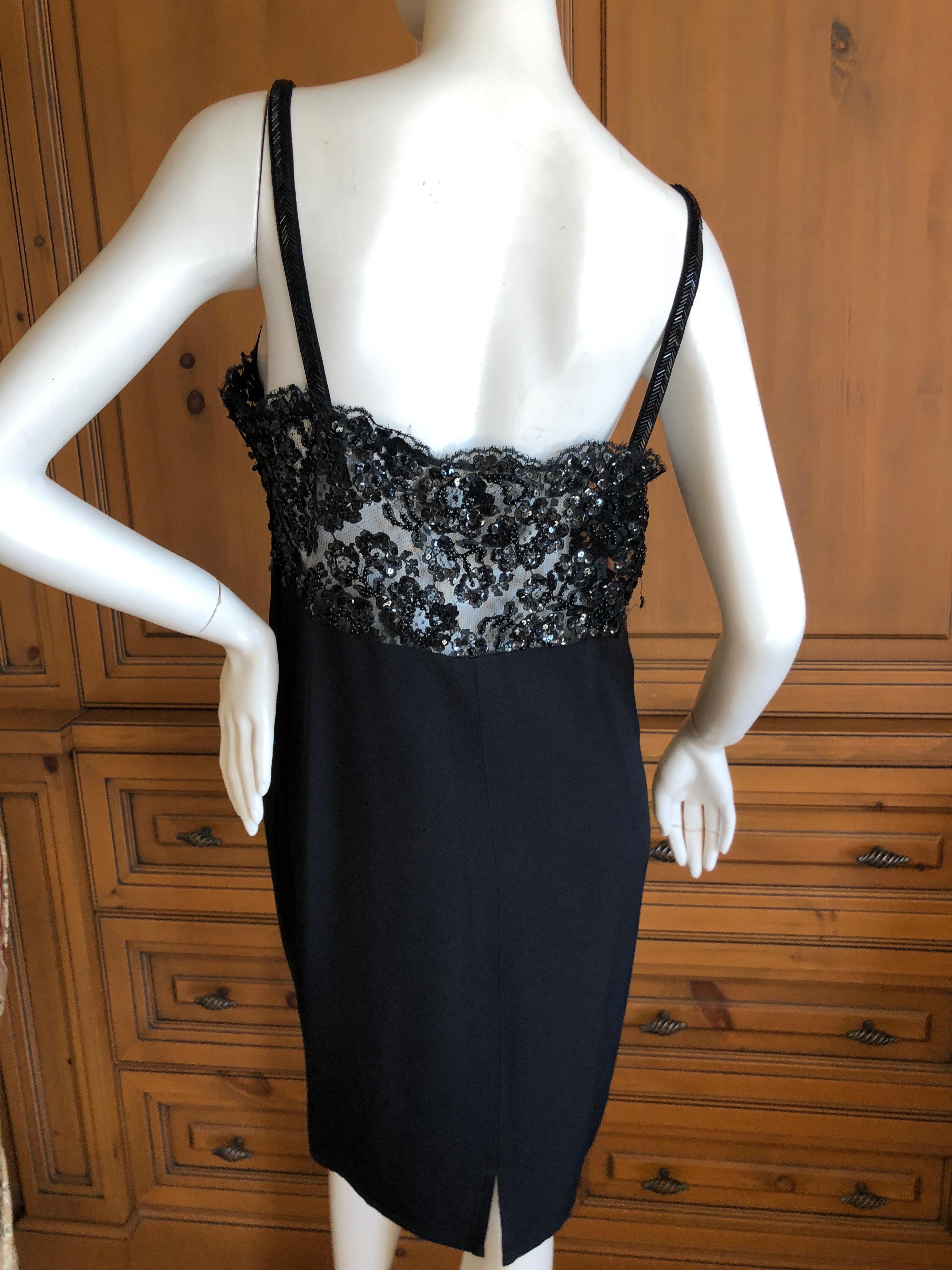 Sonia Rykiel LBD with Sheer Sequin Accented Lace Bodice For Sale 3