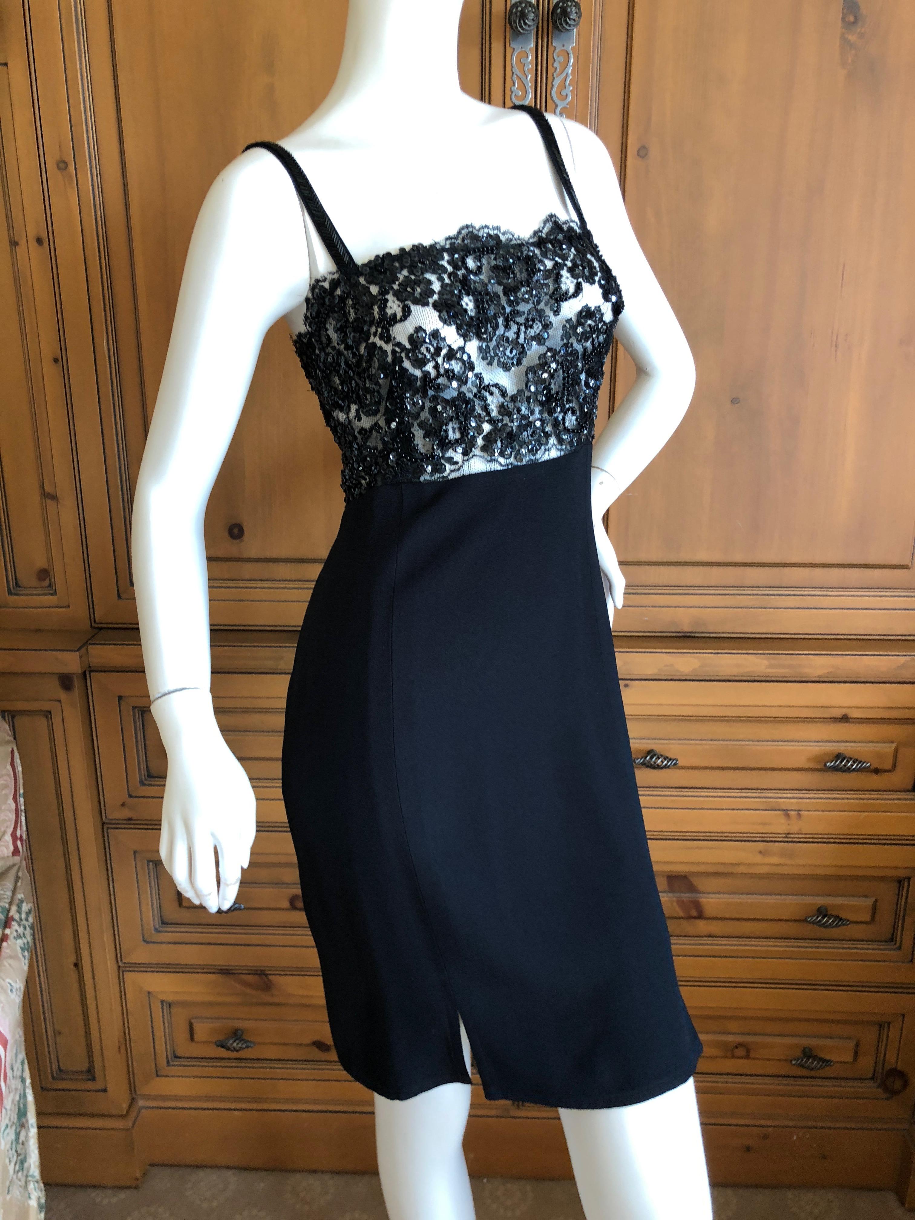 Sonia Rykiel LBD with Sheer Sequin Accented Lace Bodice For Sale 1