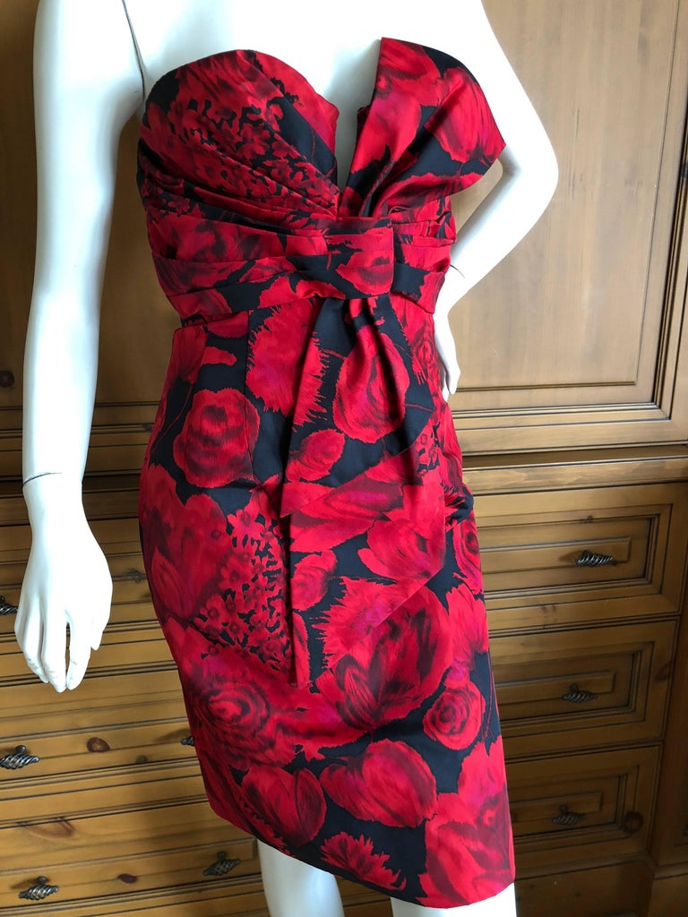 Christian Dior by John Galliano Red Floral Strapless Dress, Pre Fall ...
