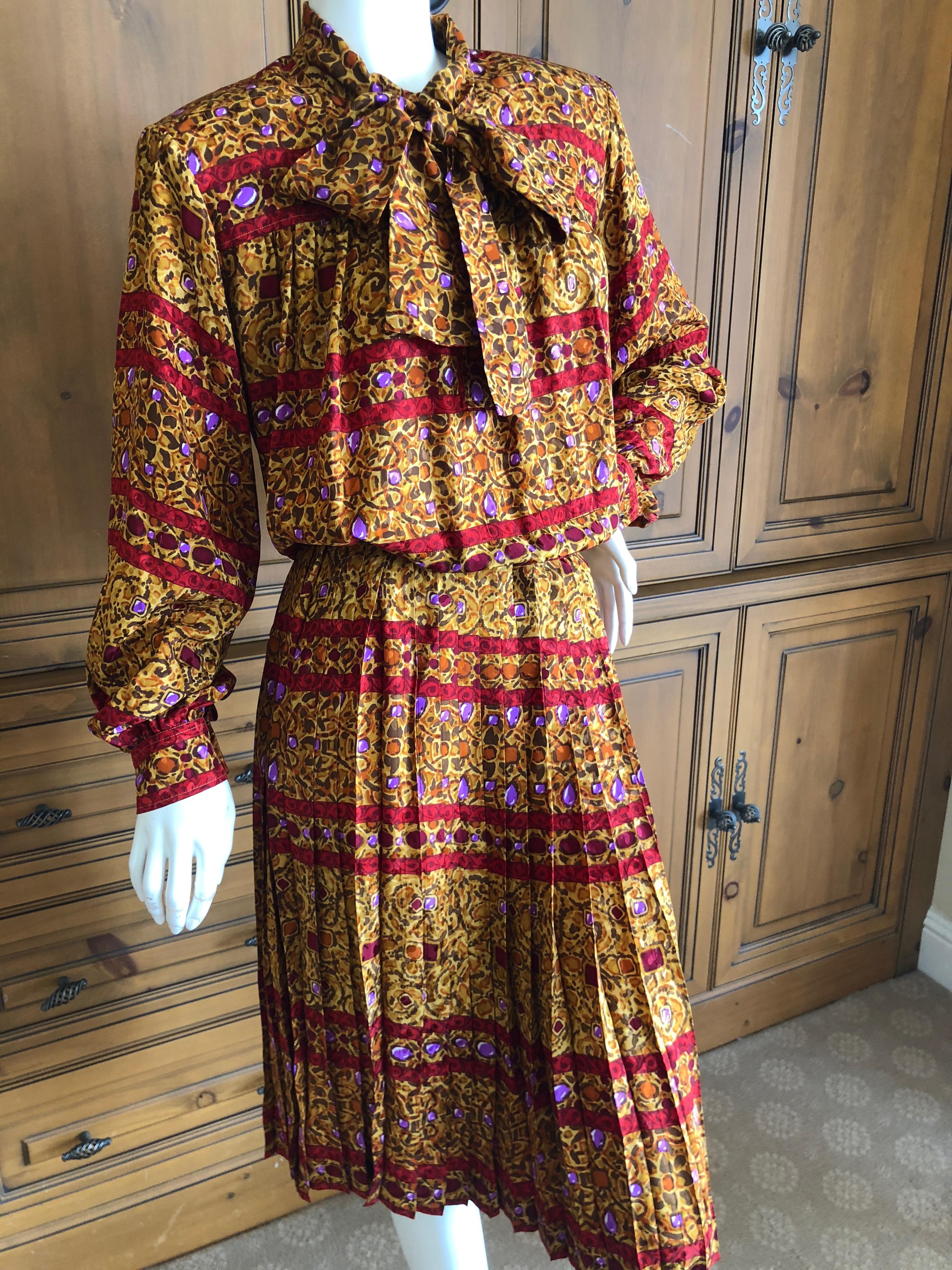 Yves Saint Laurent Rive Gauche 70's Silk Dress with Pussy Bows
So delightfully French. 
Size 44 but runs large
Bust 48