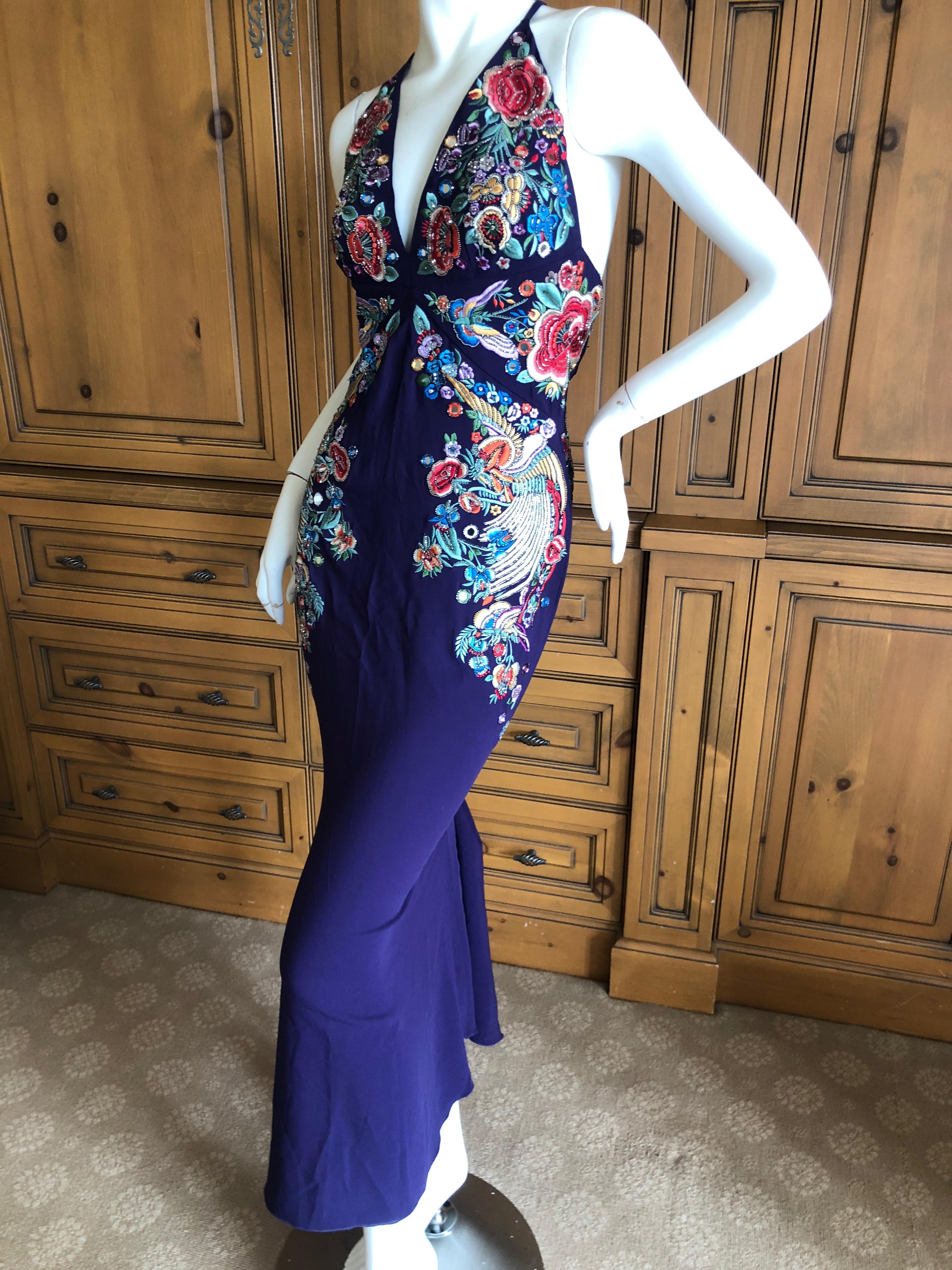 Roberto Cavalli Folkloric Embellished Dress with Matching Clutch 2017 Resort In Excellent Condition For Sale In Cloverdale, CA