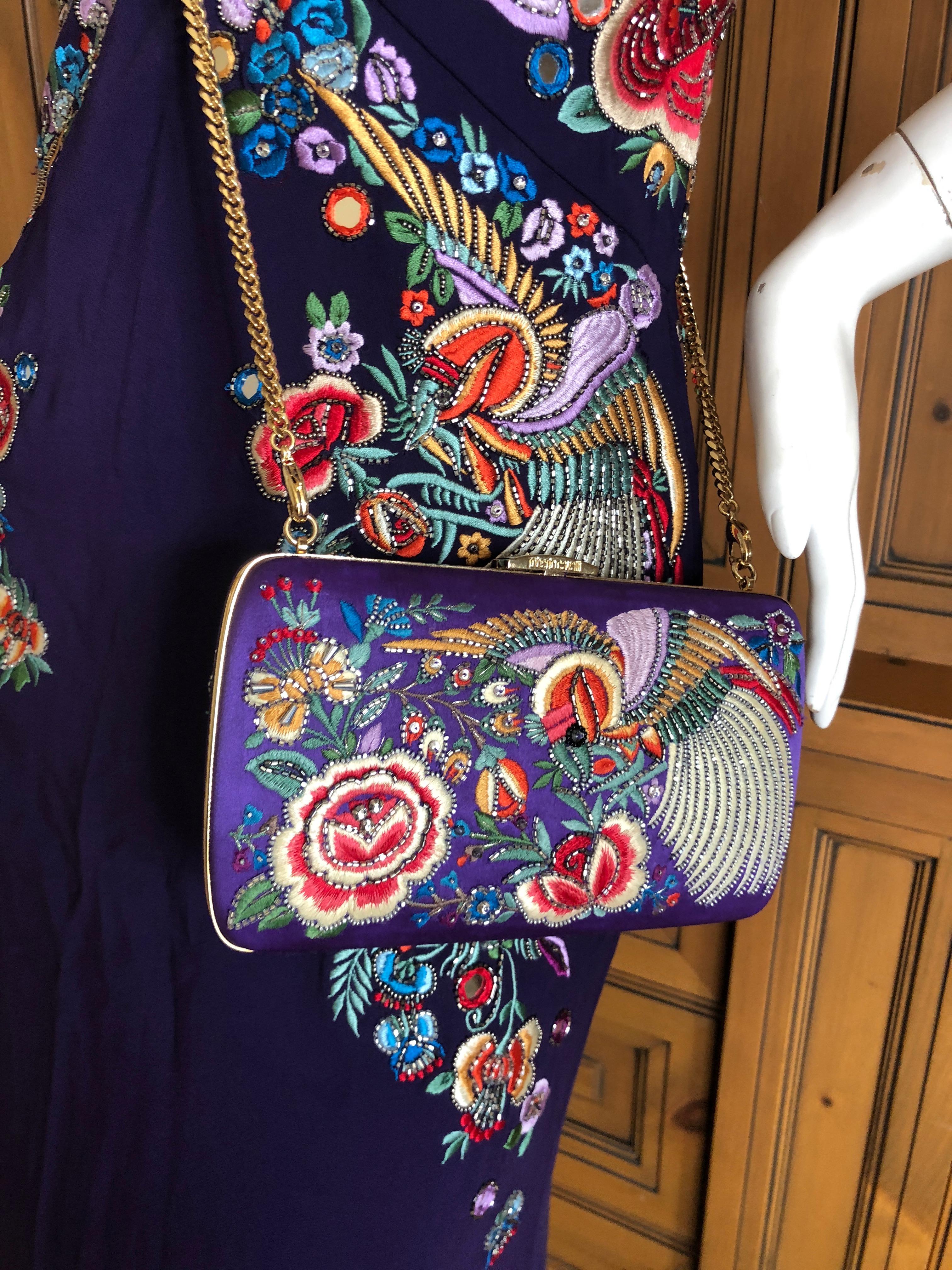 Roberto Cavalli Folkloric Embellished Dress with Matching Clutch 2017 Resort For Sale 7