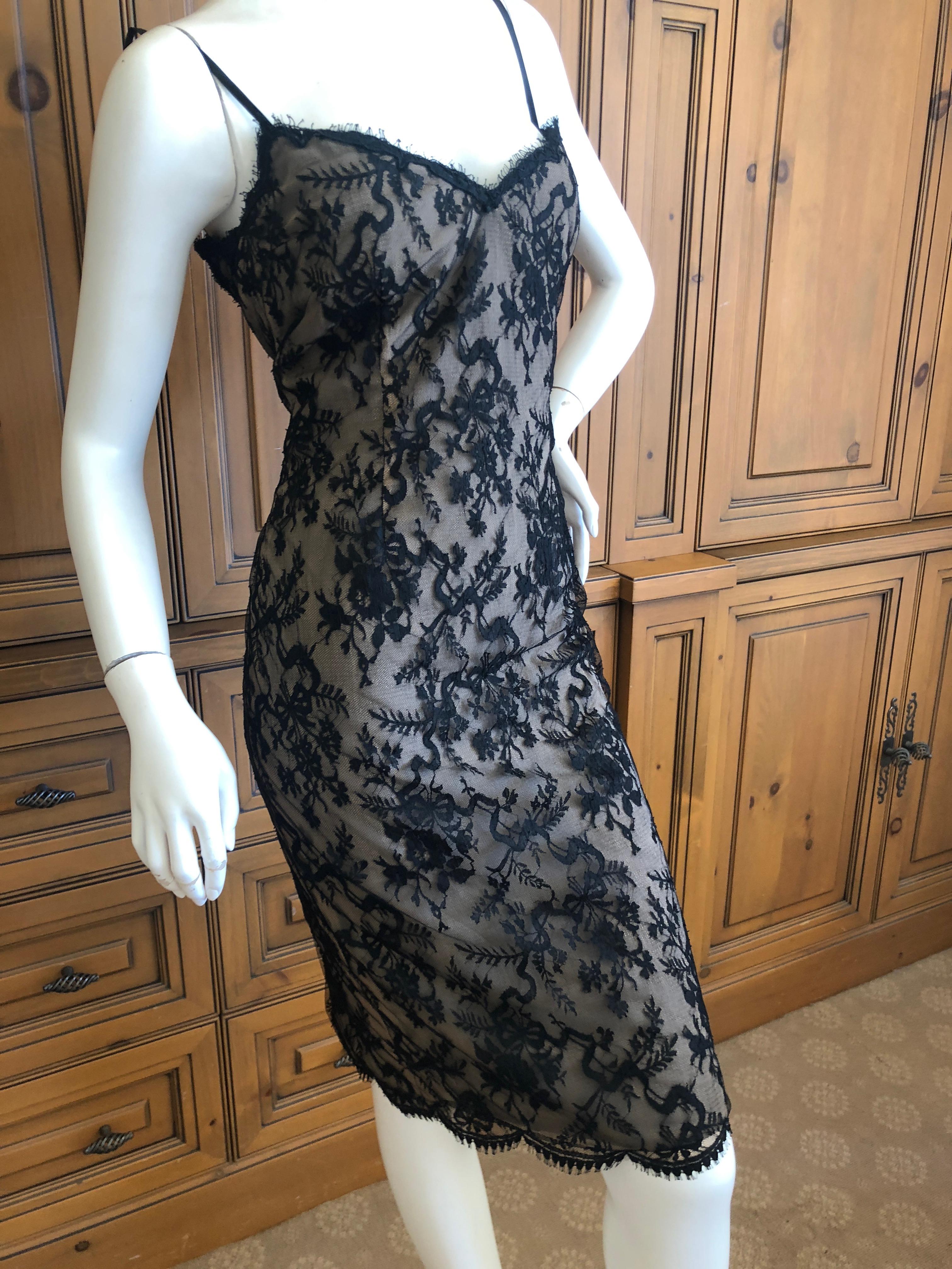 Women's Bill Blass Vintage Sheer Silk Lace Overlay Cocktail Dress, 1970s  For Sale