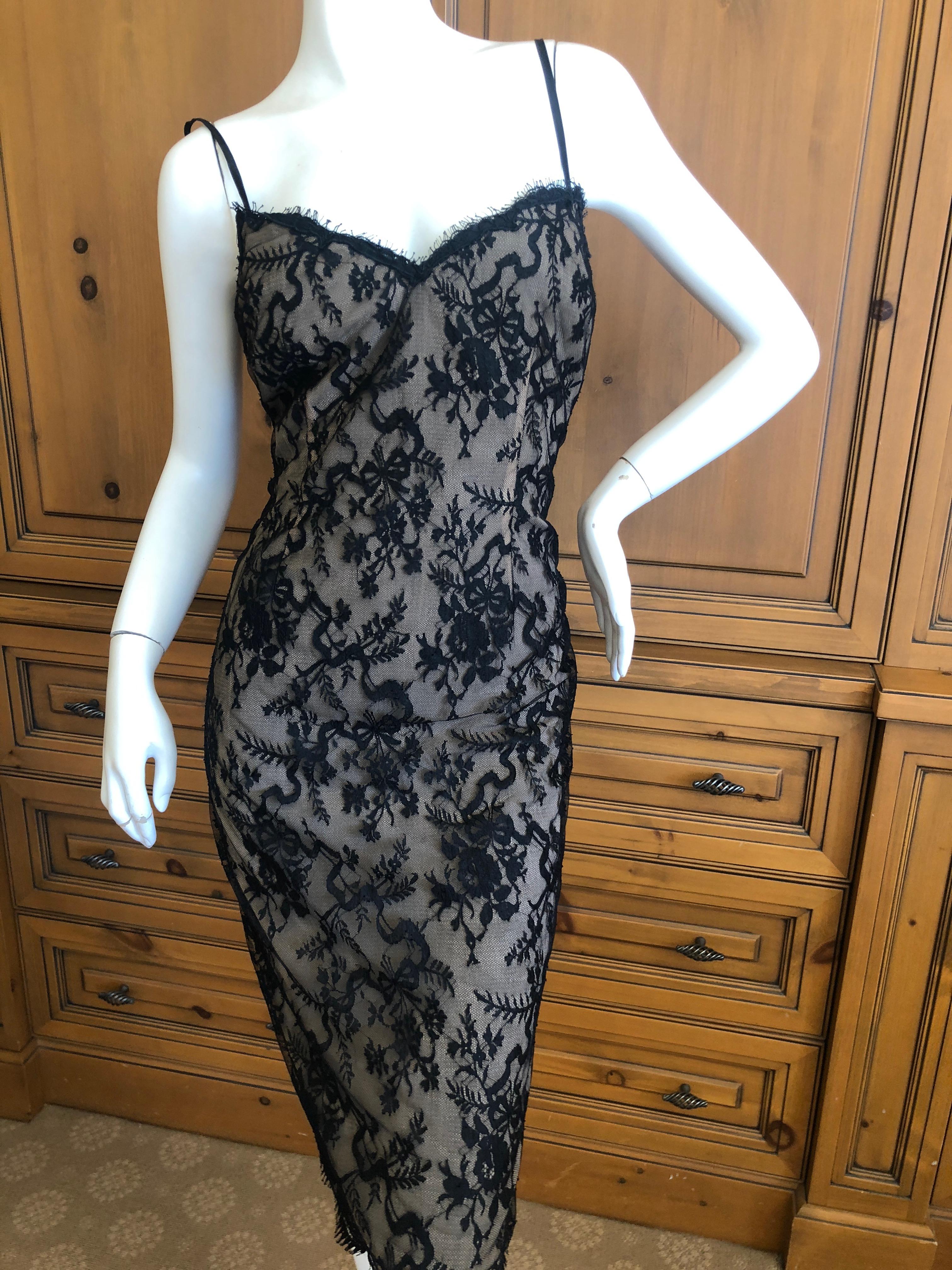 Bill Blass Vintage Sheer Silk Lace Overlay Cocktail Dress, 1970s  For Sale 1