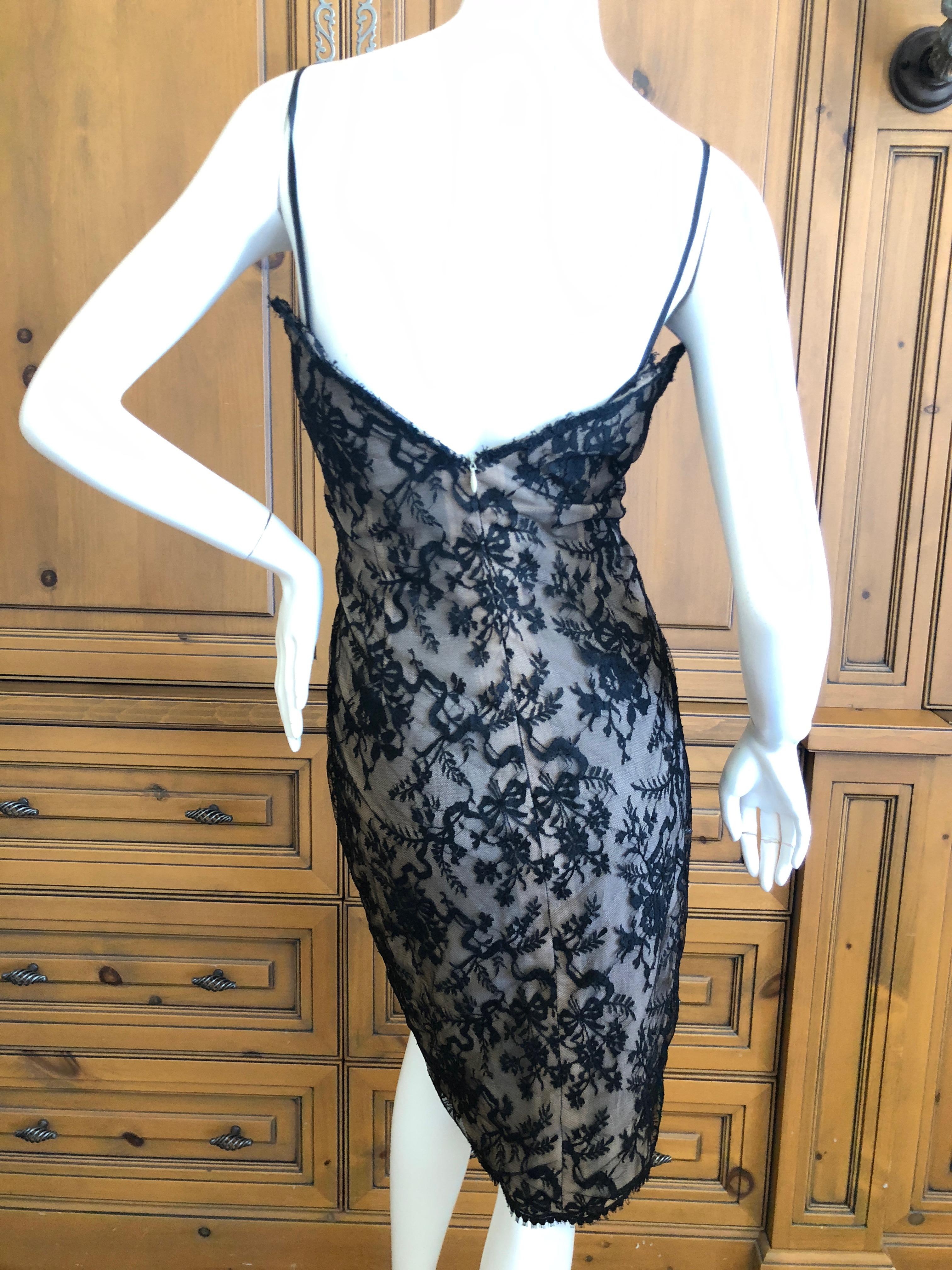 Bill Blass Vintage Sheer Silk Lace Overlay Cocktail Dress, 1970s  For Sale 6