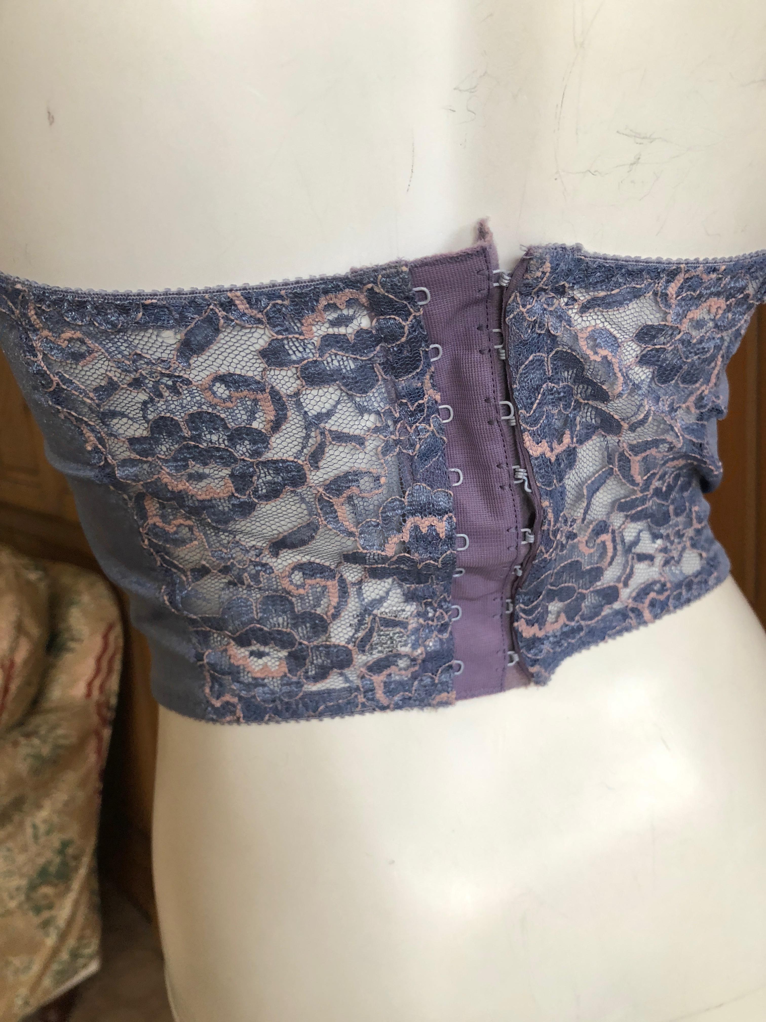 Christian Dior Vintage Lavender Lace Lingerie Corset 34 B In Excellent Condition For Sale In Cloverdale, CA