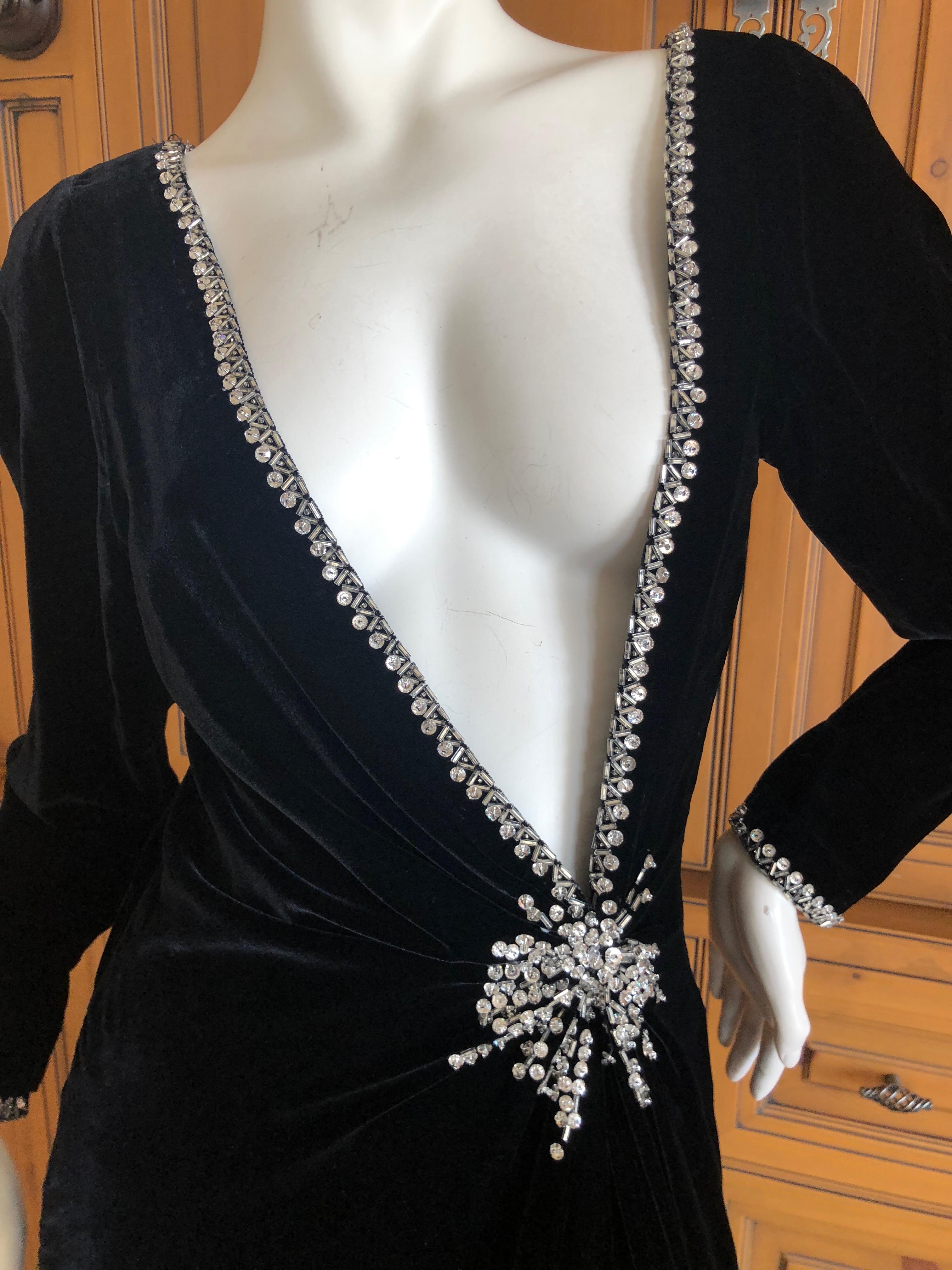 Women's Fabrice for Amen Wardy 1980's Low Cut DIsco Era Silk Velvet Evening Dress For Sale
