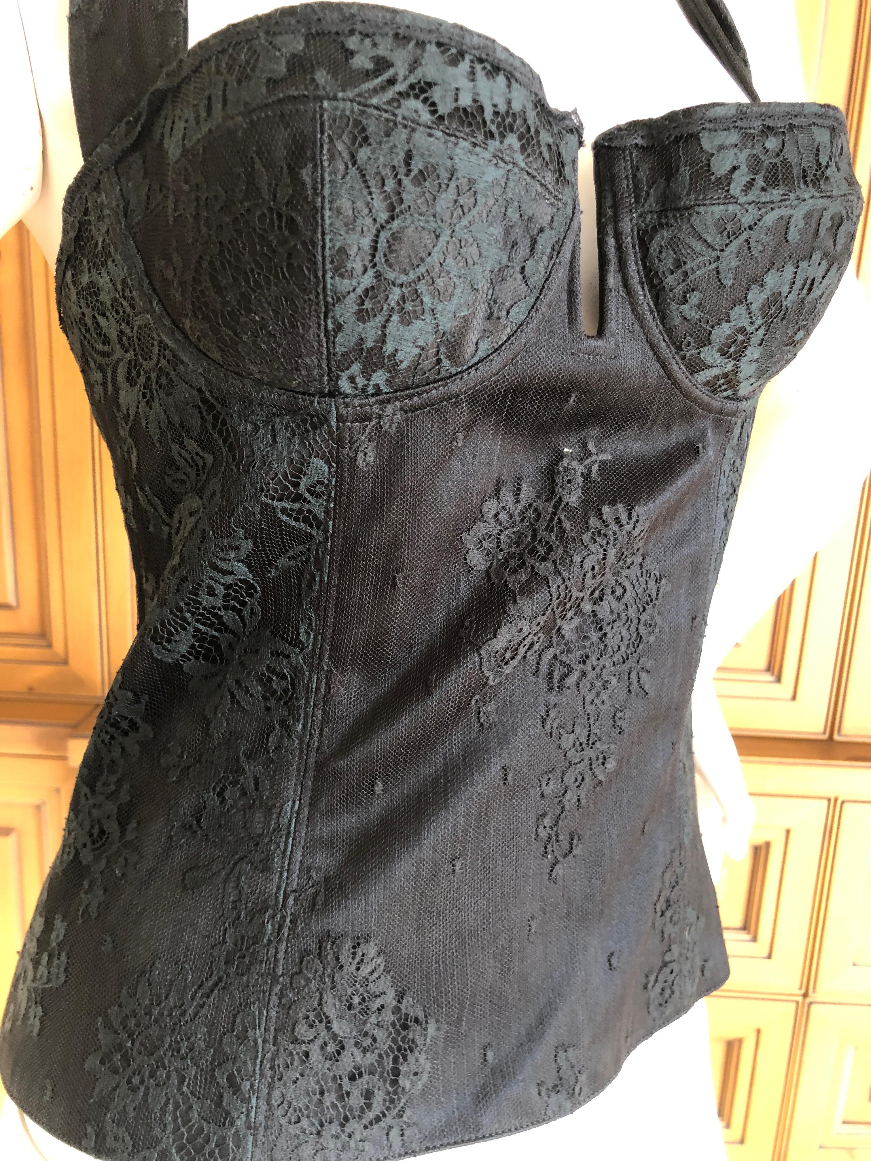 Women's Christian Dior by John Galliano Vintage Black Lace Corset NWT Size 38 For Sale