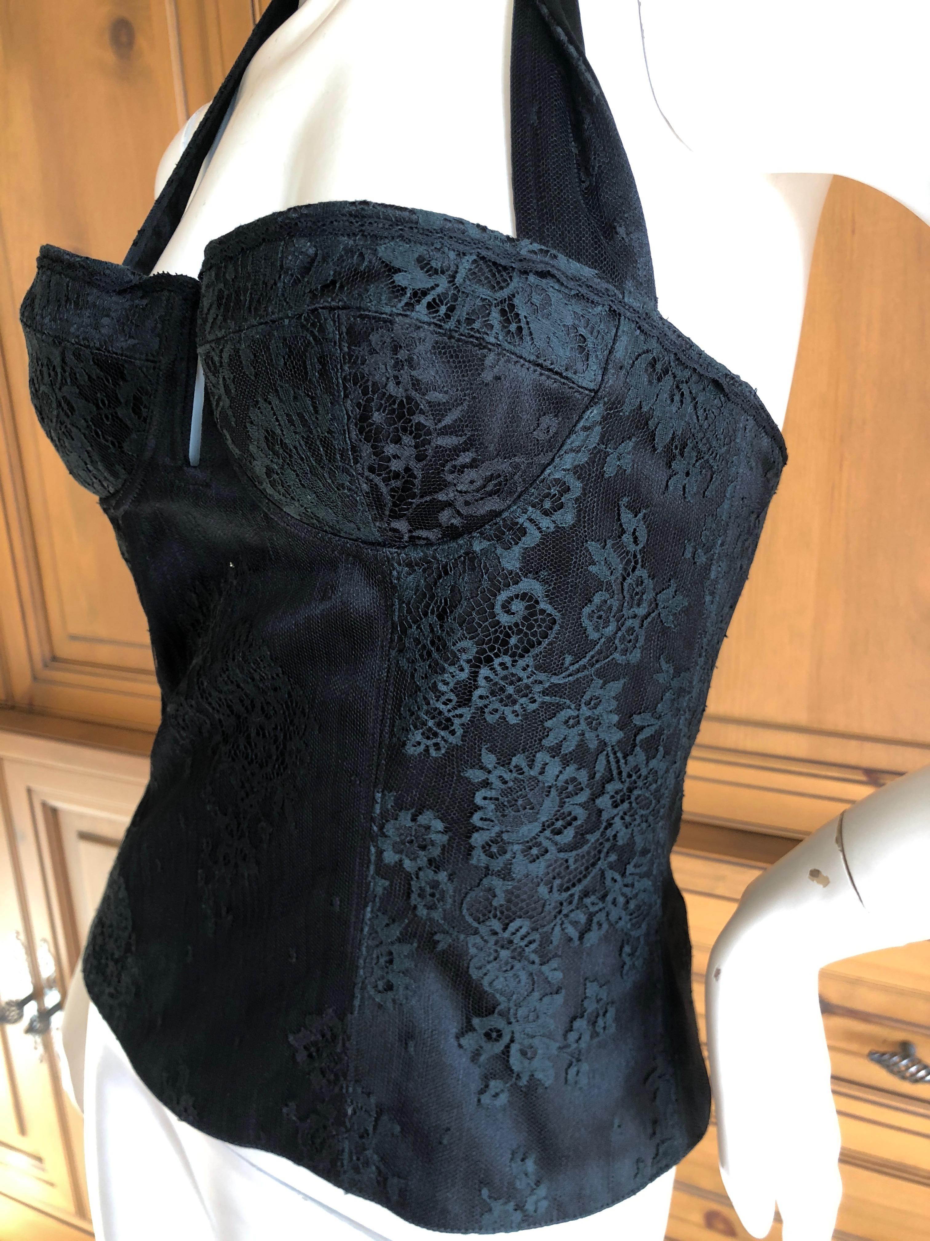 Christian Dior by John Galliano Vintage Black Lace Corset NWT Size 38 For Sale 1