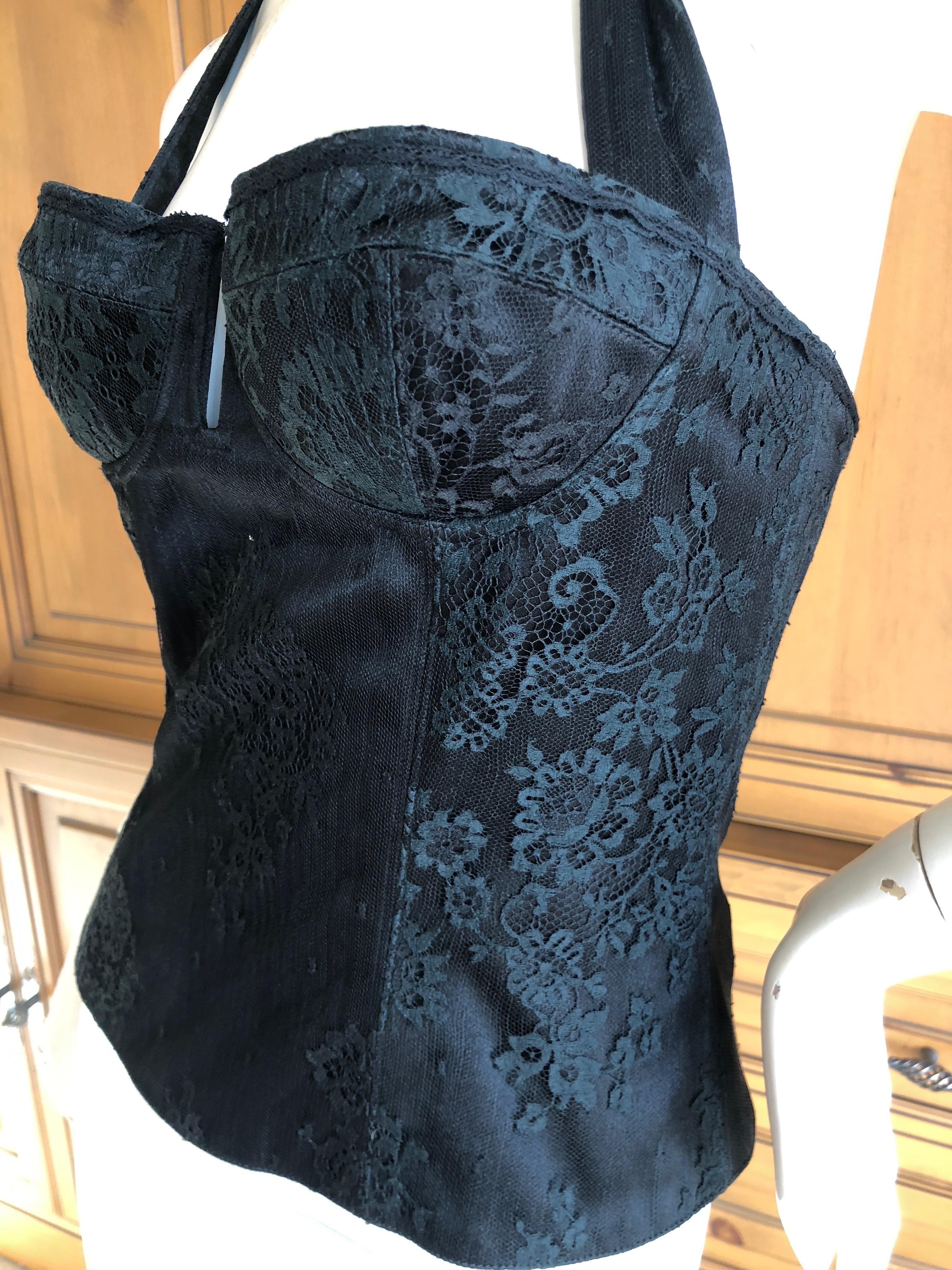 Christian Dior by John Galliano Vintage Black Lace Corset NWT Size 38 For Sale 2