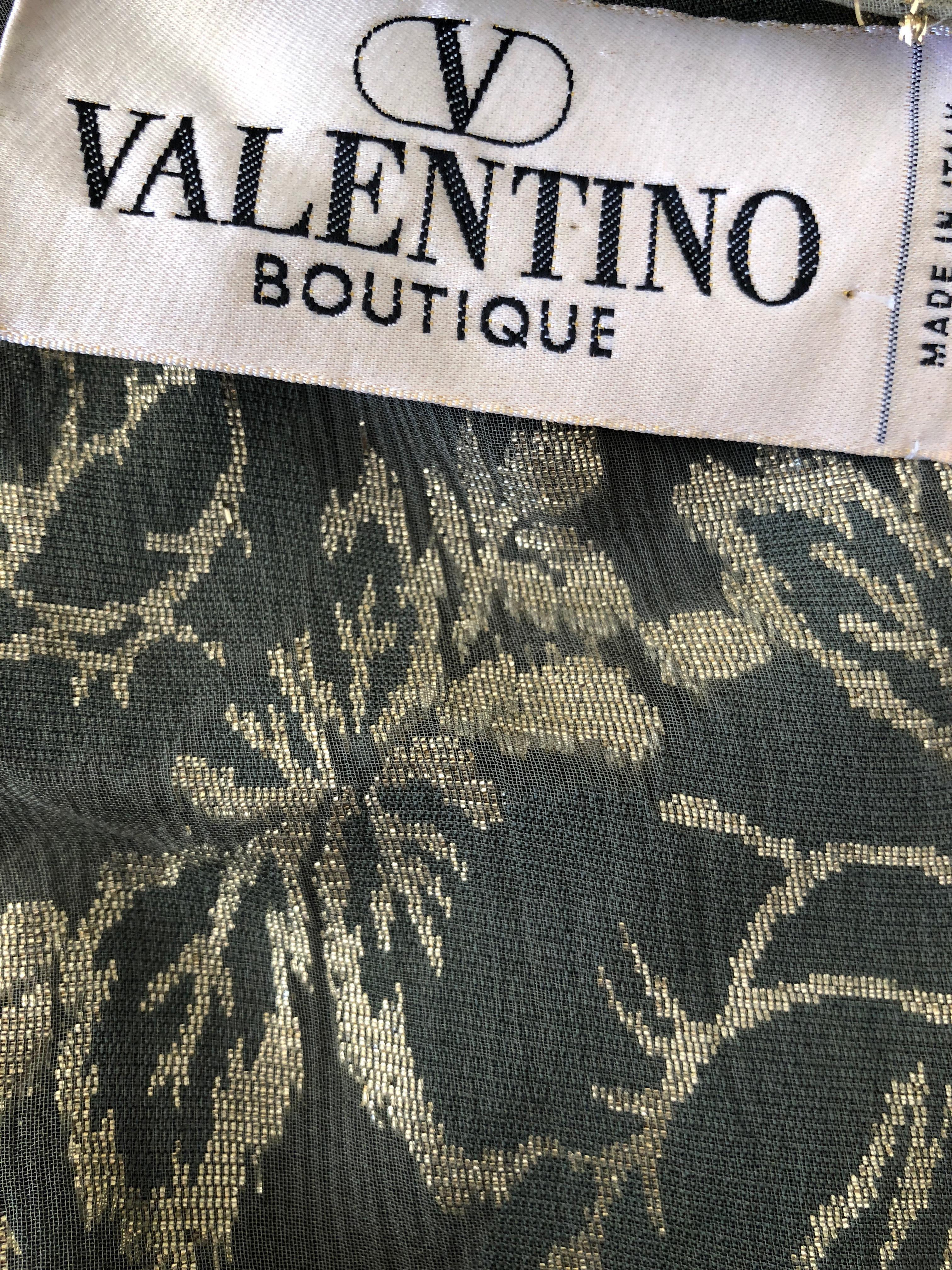 Valentino Vintage 1980'S Guipure Lace Cocktail Dress w Gold Devore Velvet Jacket For Sale 5