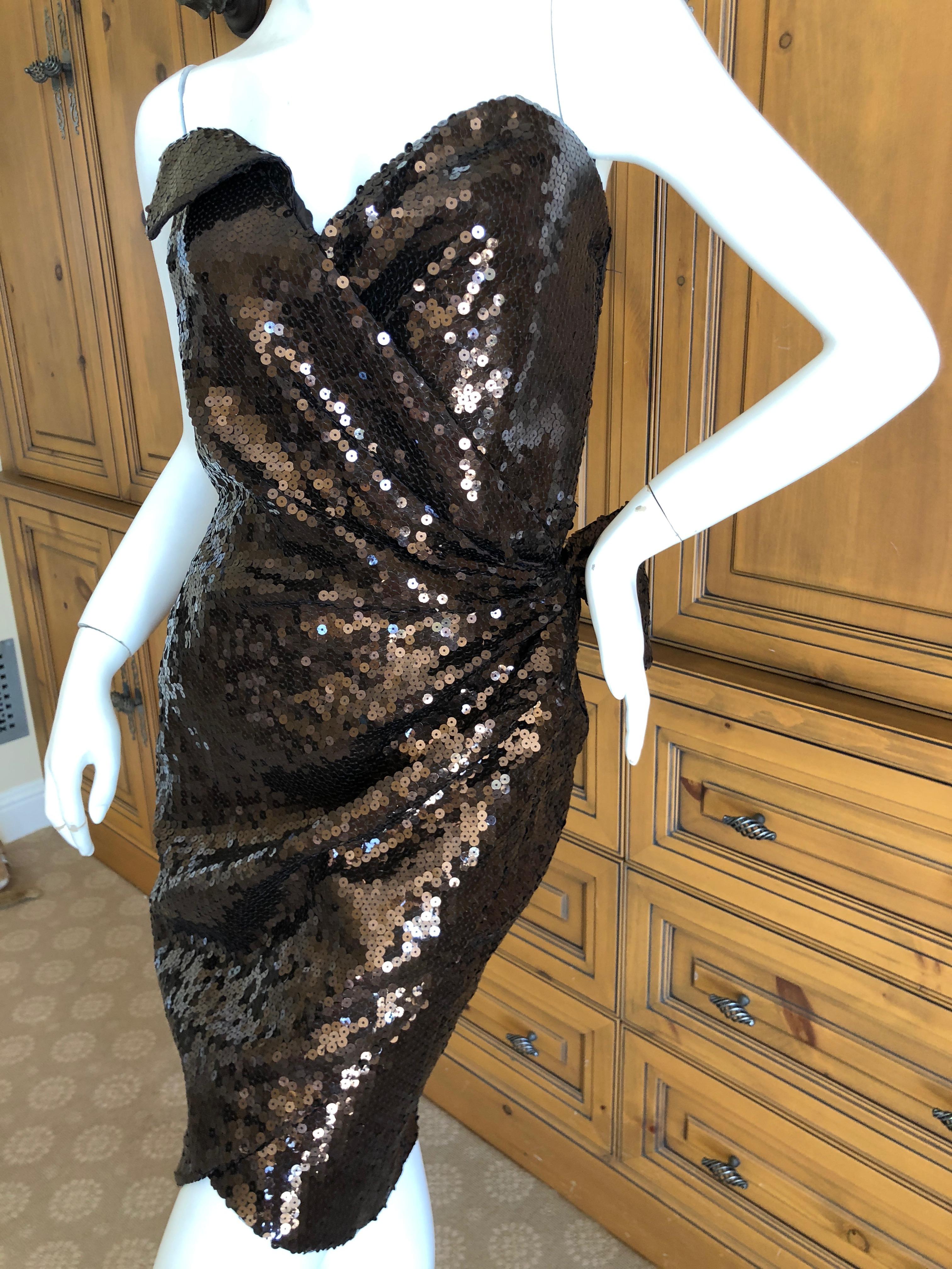 Women's Thierry Mugler 1980's Sequin Strapless Cocktail Dress Deadstock Unworn w Tags For Sale