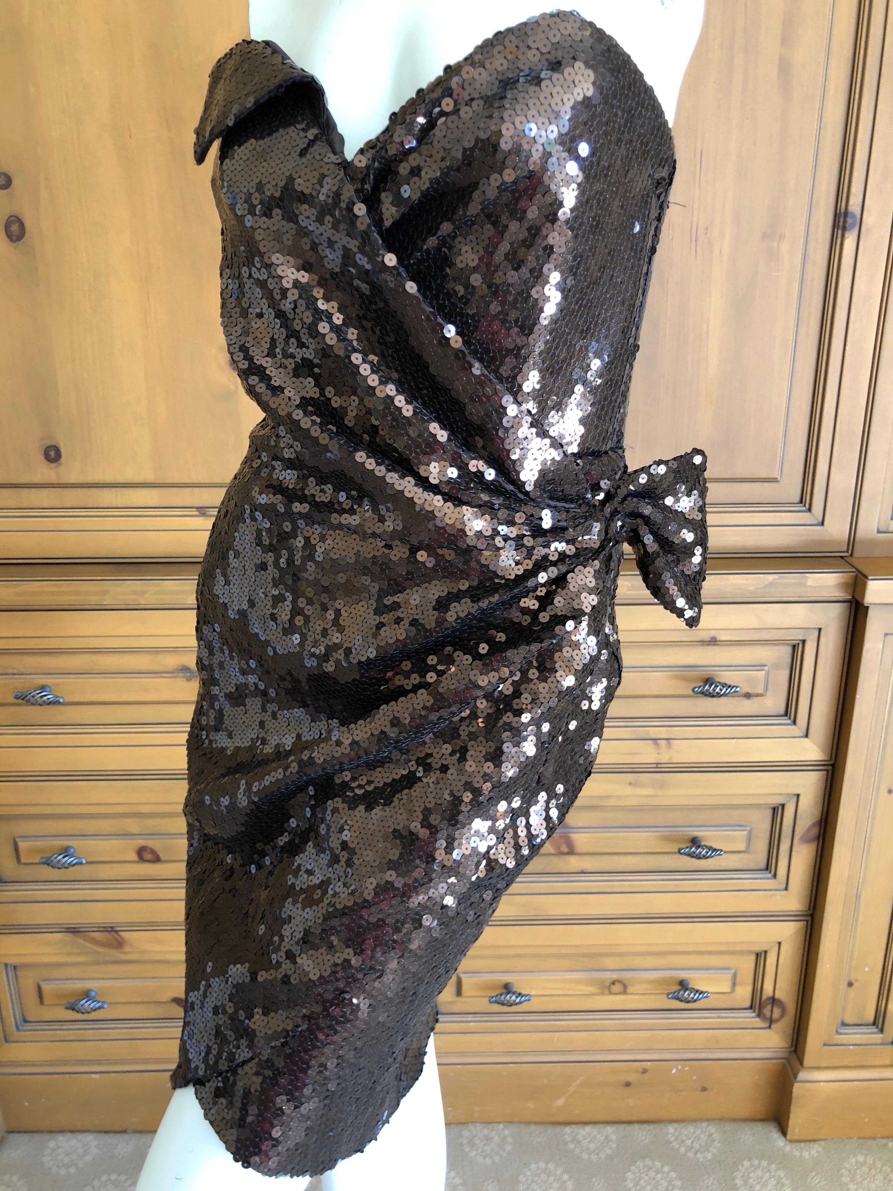 Thierry Mugler 1980's Sequin Strapless Cocktail Dress Deadstock Unworn w Tags For Sale 1