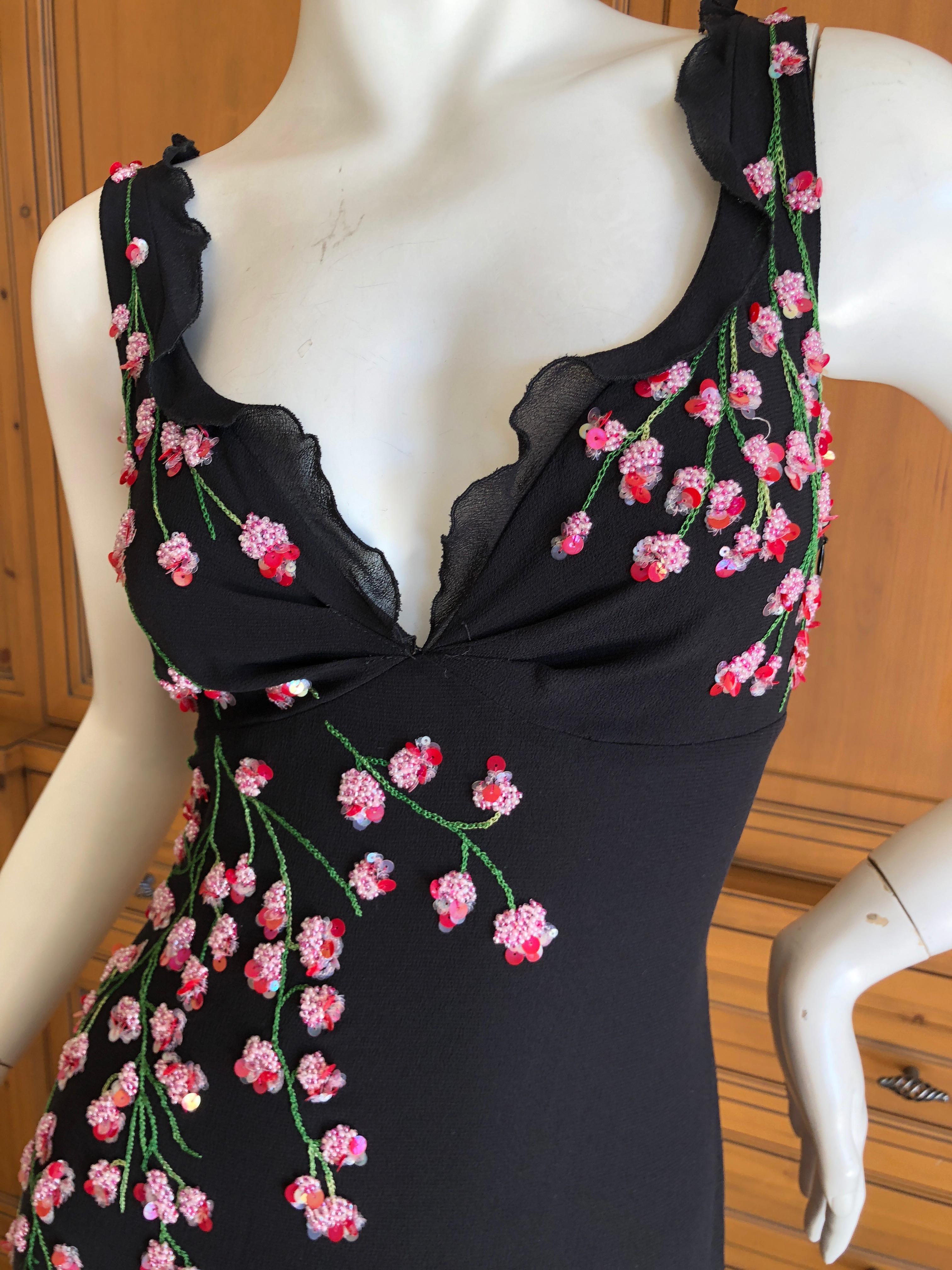 Emanuel Ungaro Romantic Vintage Silk Evening Dress with Floral Beading  For Sale 5