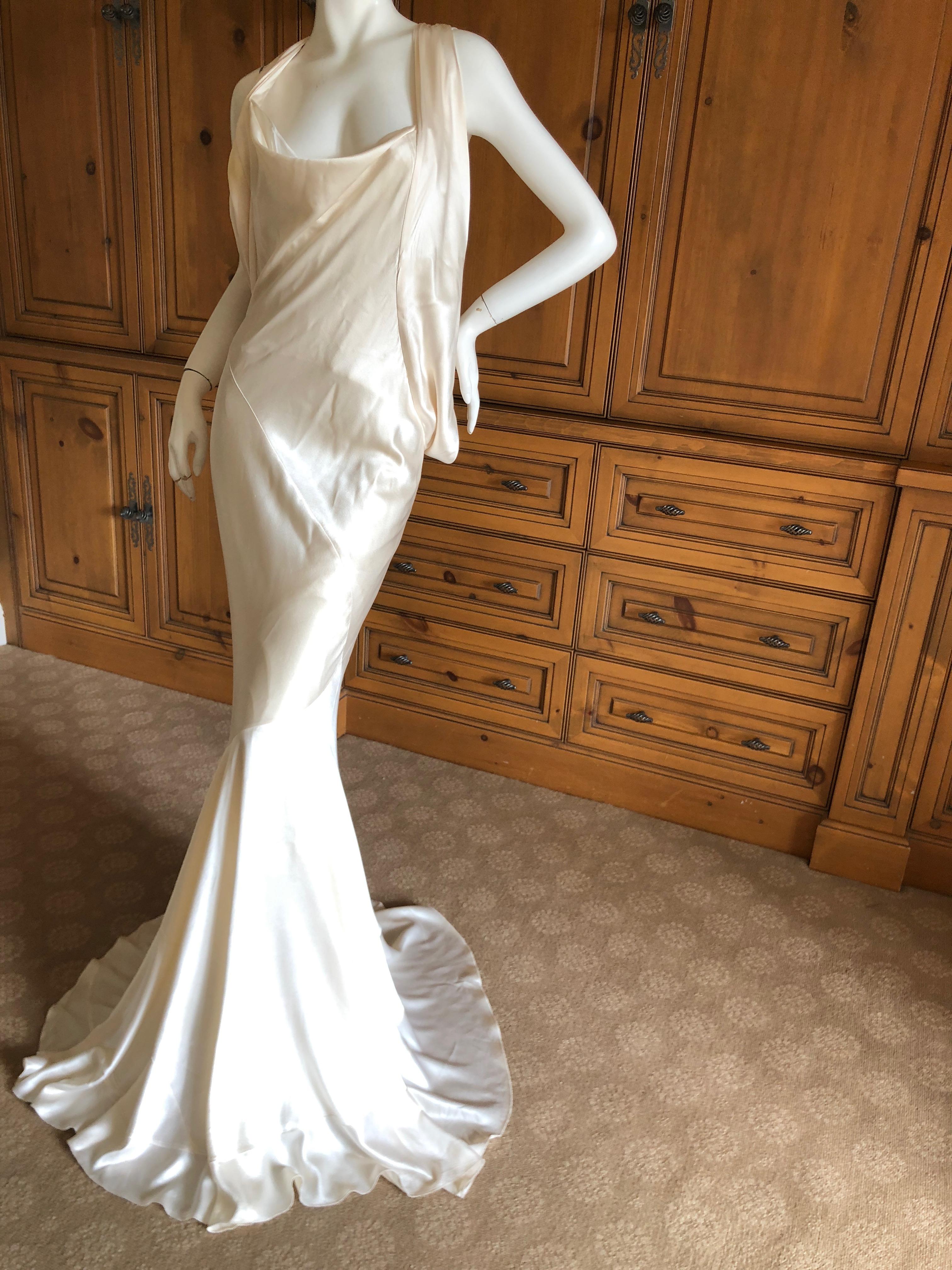  Alexander McQueen Daring Ivory Duchesse Silk Satin Evening or Wedding Dress In Excellent Condition In Cloverdale, CA