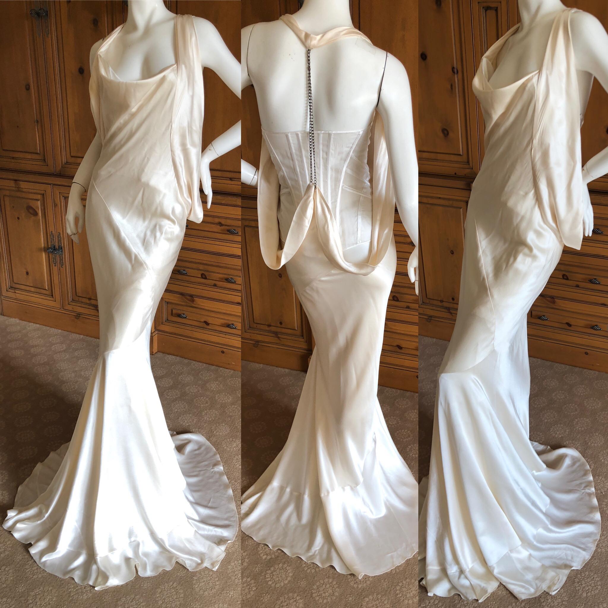  Alexander McQueen Daring Ivory Duchesse Silk Satin Evening or Wedding Dress 5