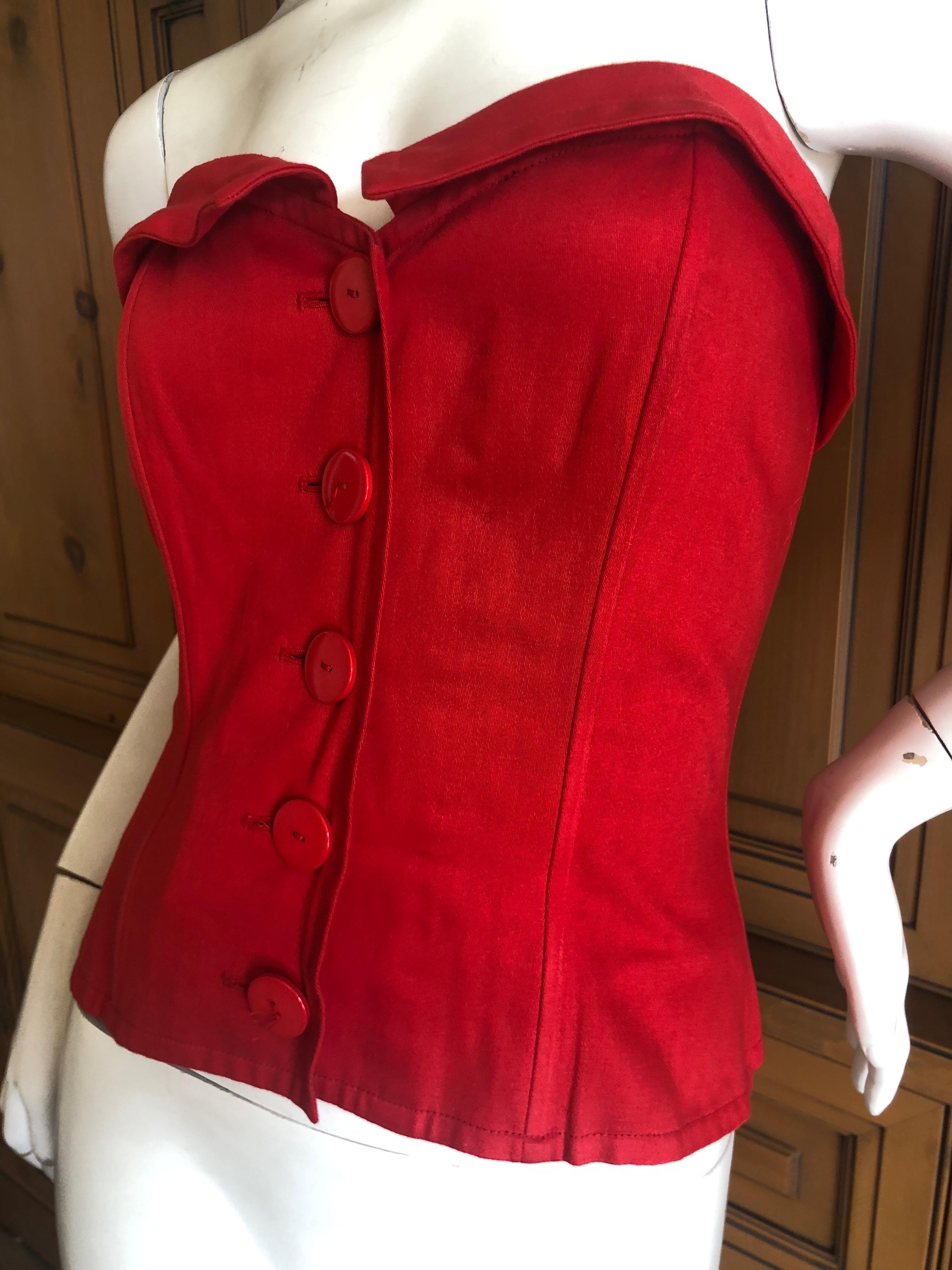 Yves Saint Laurent 1970's Variation Red Cotton Button Up Bustier

Size 40
Bust 34
