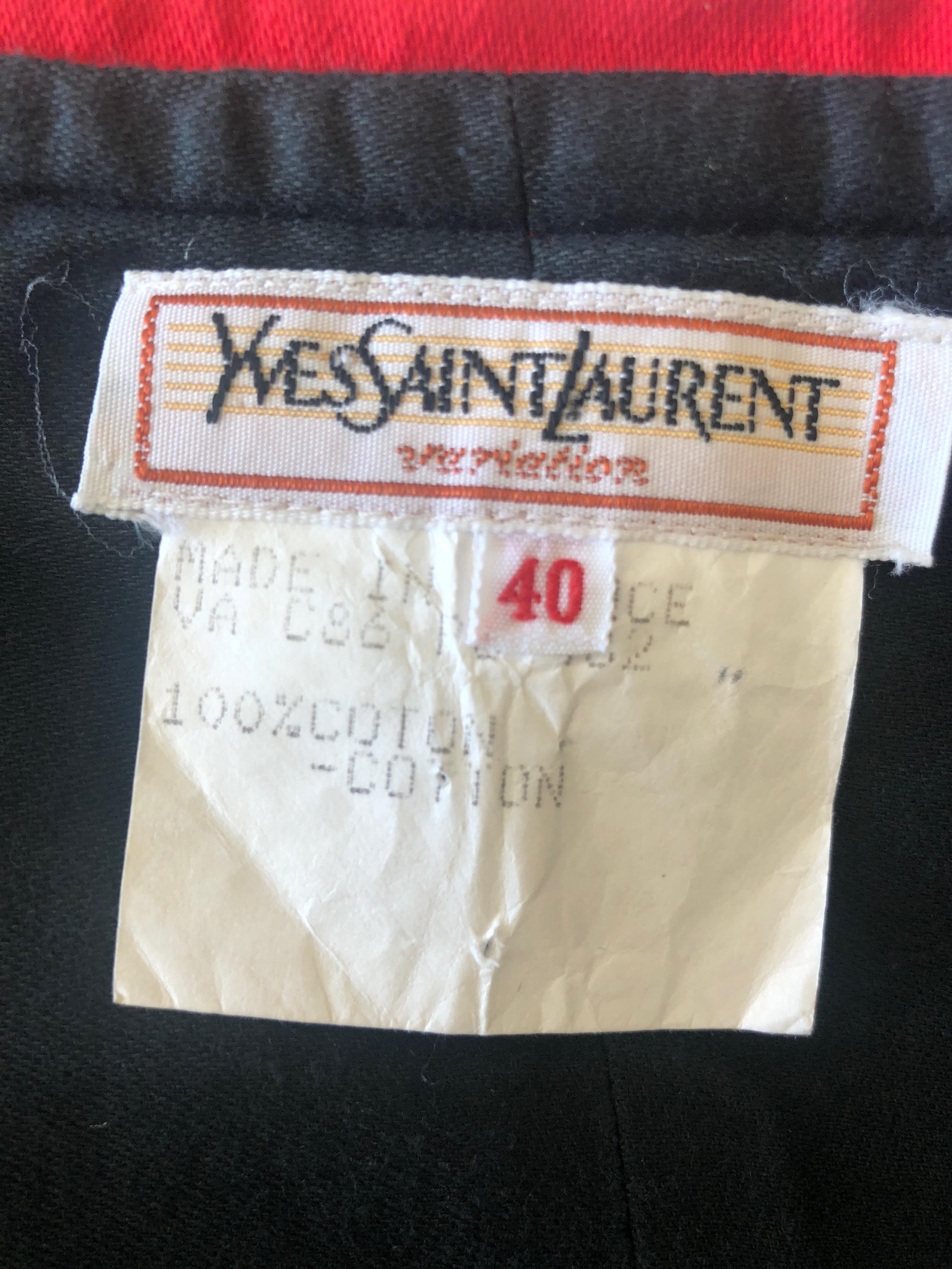 Yves Saint Laurent 70's Variation Red Cotton Button Up Bustier For Sale 4
