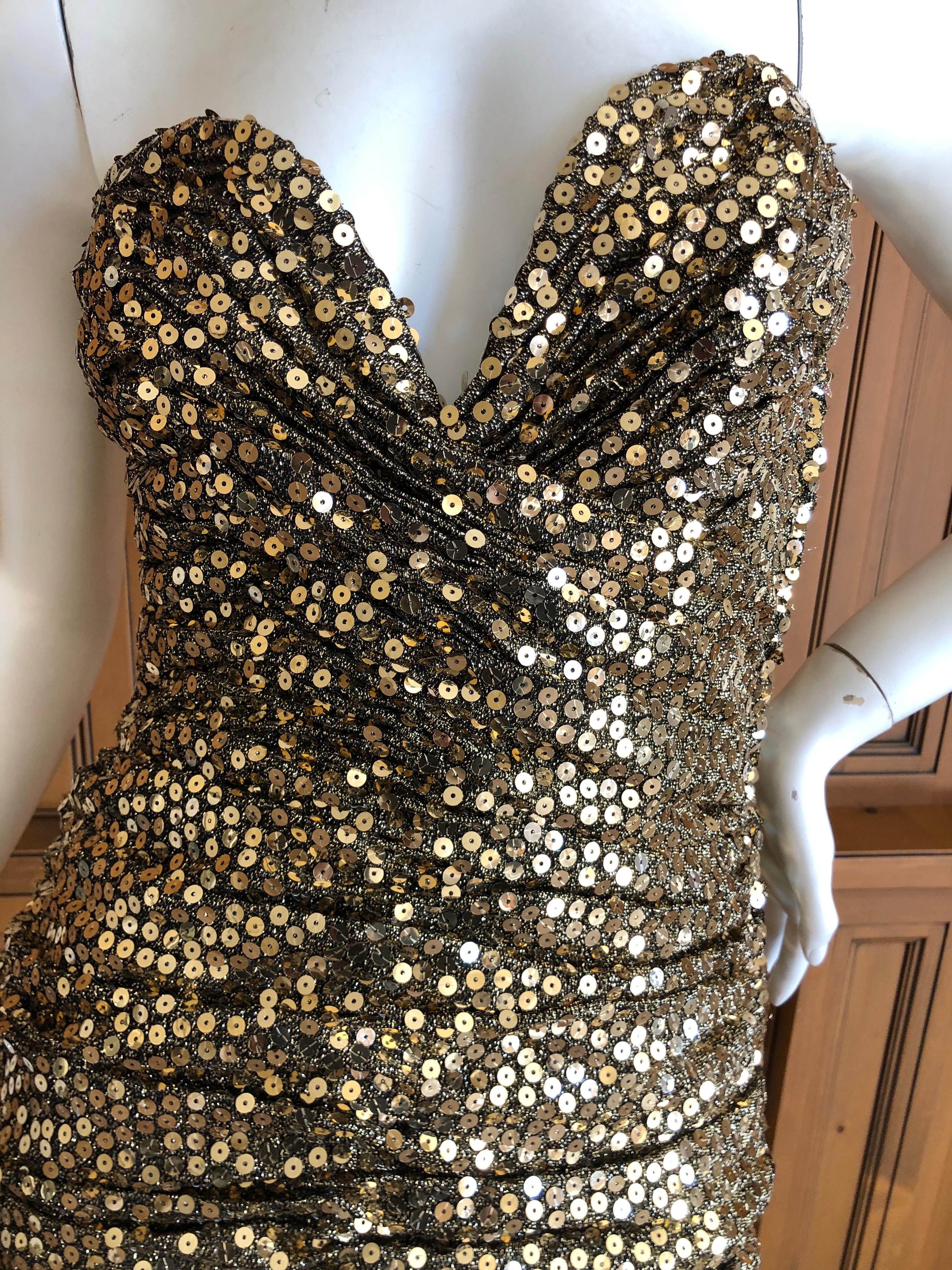 Vicky Tiel Couture Paris Saks Fifth Avenue 80's Sequin Strapless Cocktail Dress In Excellent Condition For Sale In Cloverdale, CA