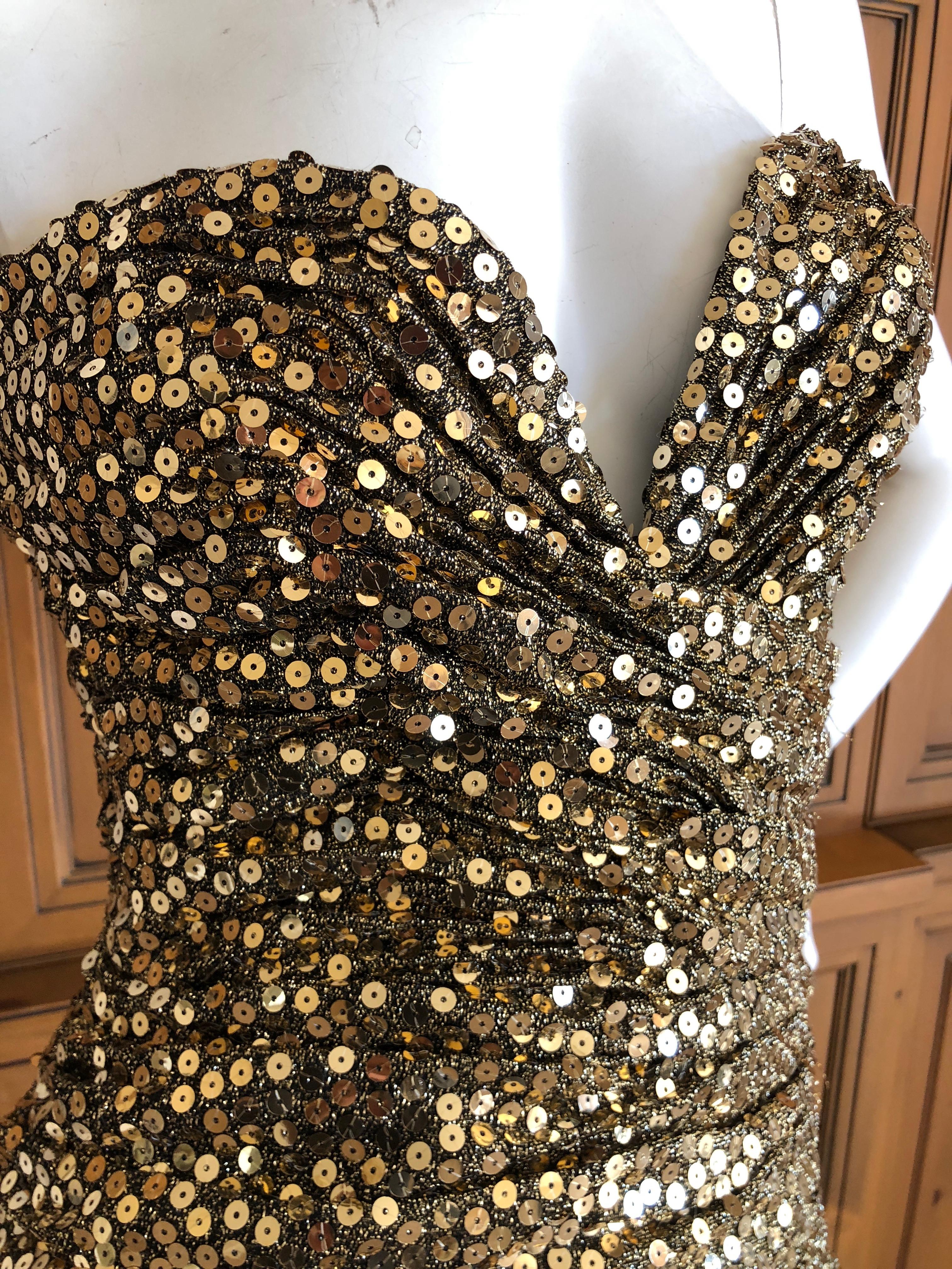 Vicky Tiel Couture Paris Saks Fifth Avenue 80's Sequin Strapless Cocktail Dress For Sale 2