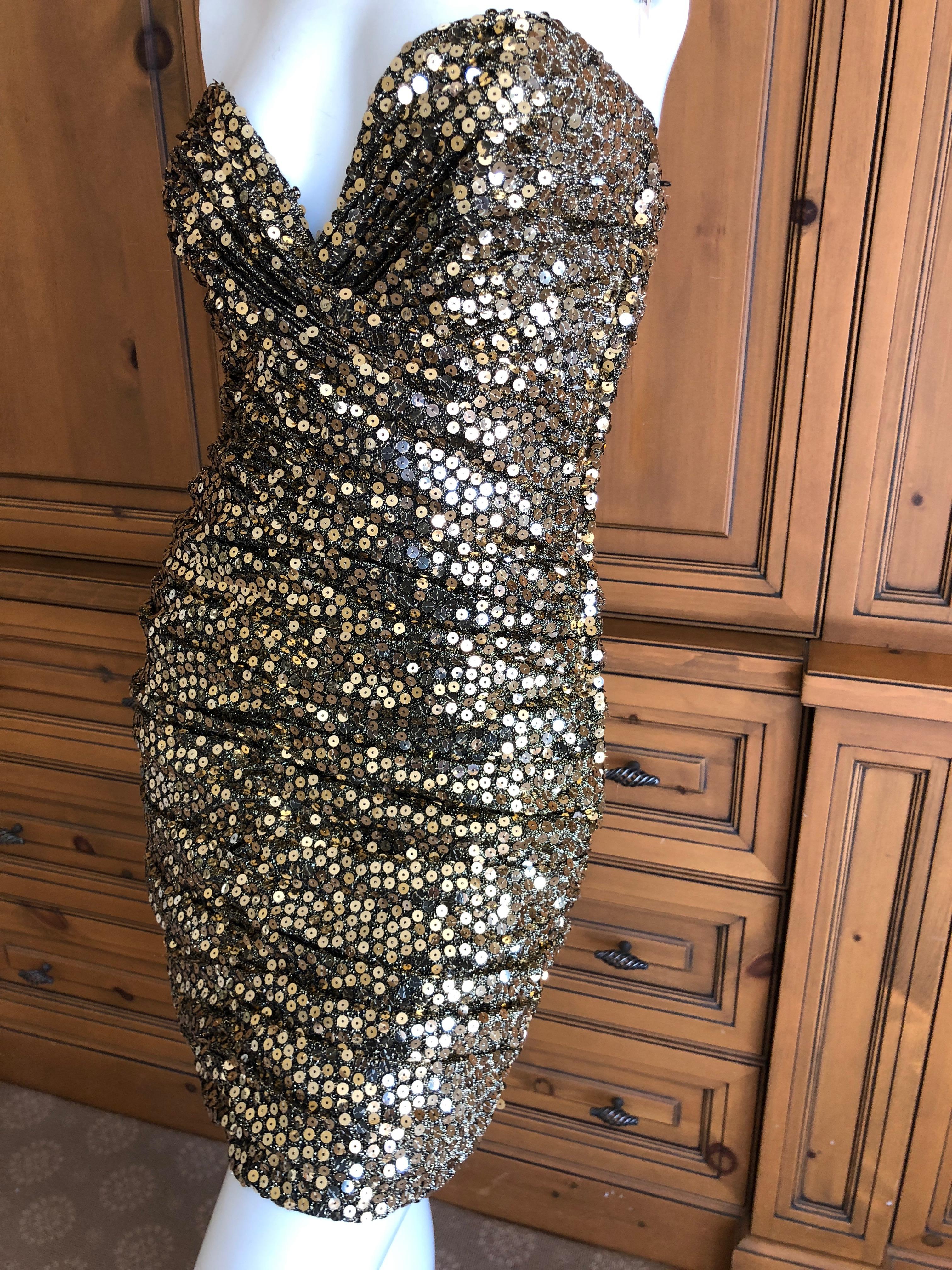 Vicky Tiel Couture Paris Saks Fifth Avenue 80's Sequin Strapless Cocktail Dress For Sale 5