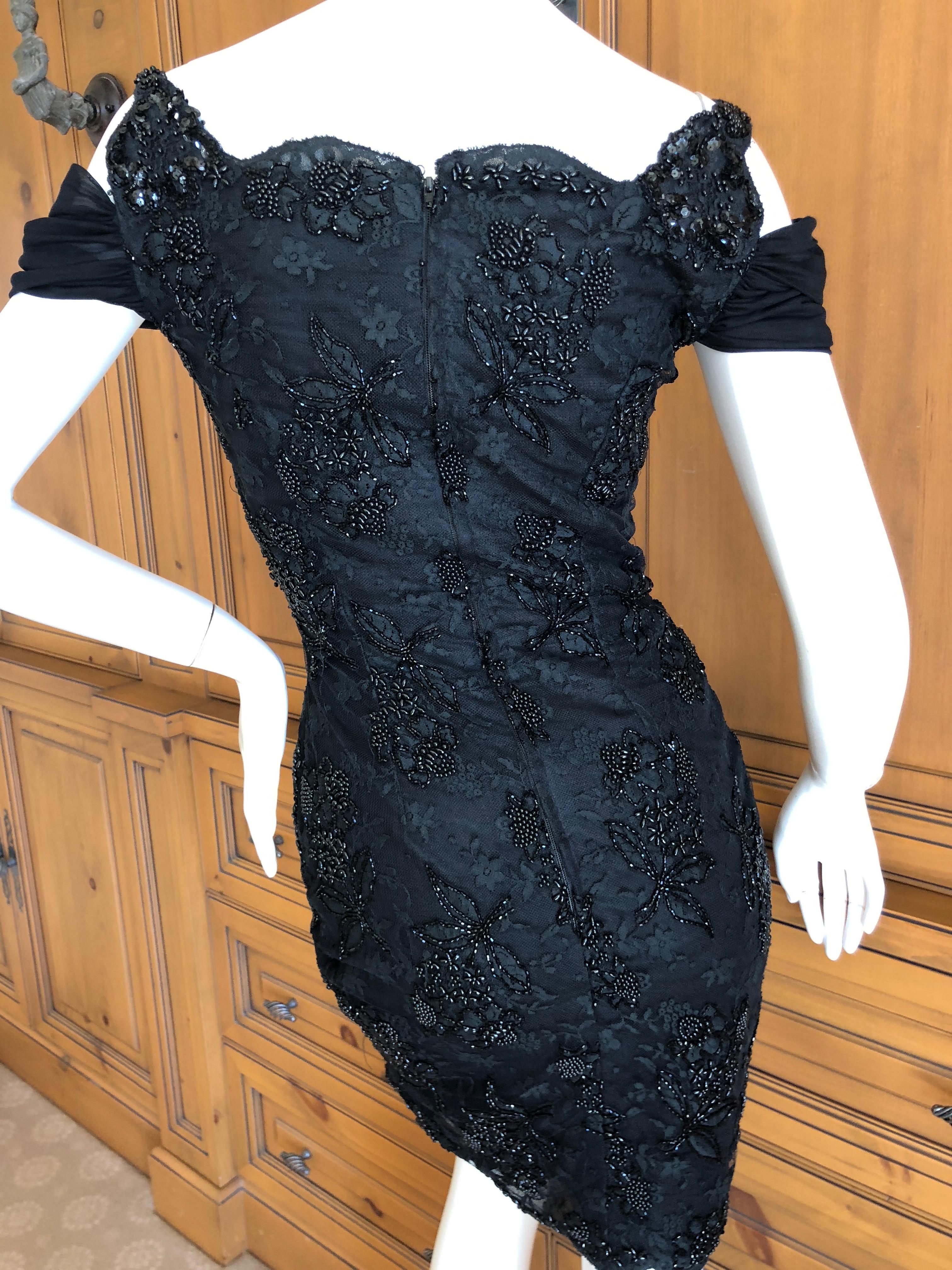 Vicky Tiel Couture Paris Bergdorf Goodman 1980's Beaded Evening Cocktail Dress For Sale 2