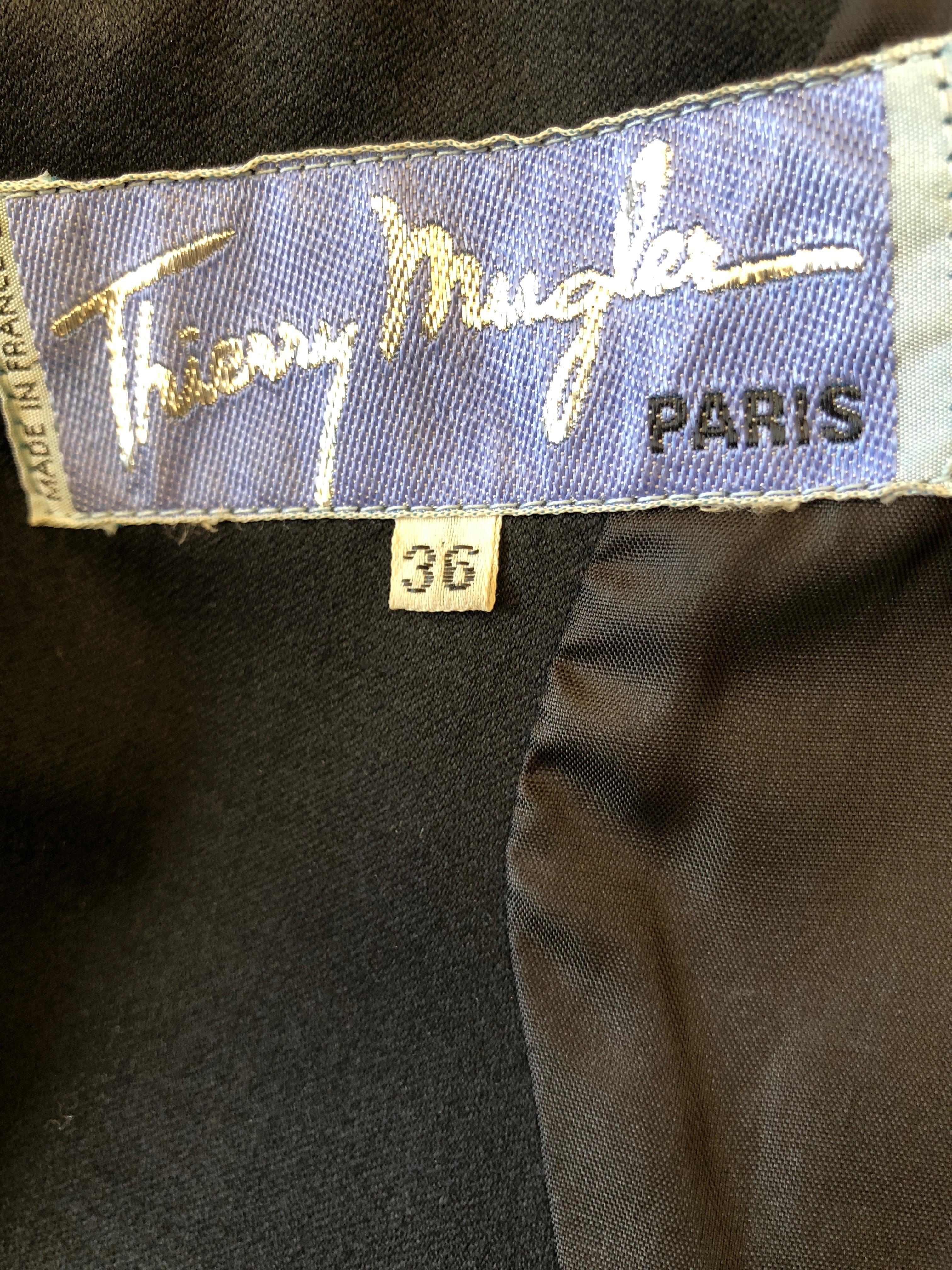 Thierry Mugler Vintage 1980's Black Evening Suit with Cut Out Velvet Details 36 For Sale 5